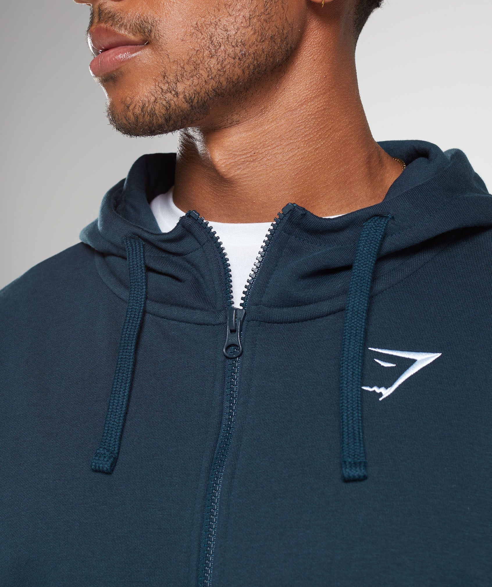 Crest Oversized Zip Up Hoodie in Navy - view 6