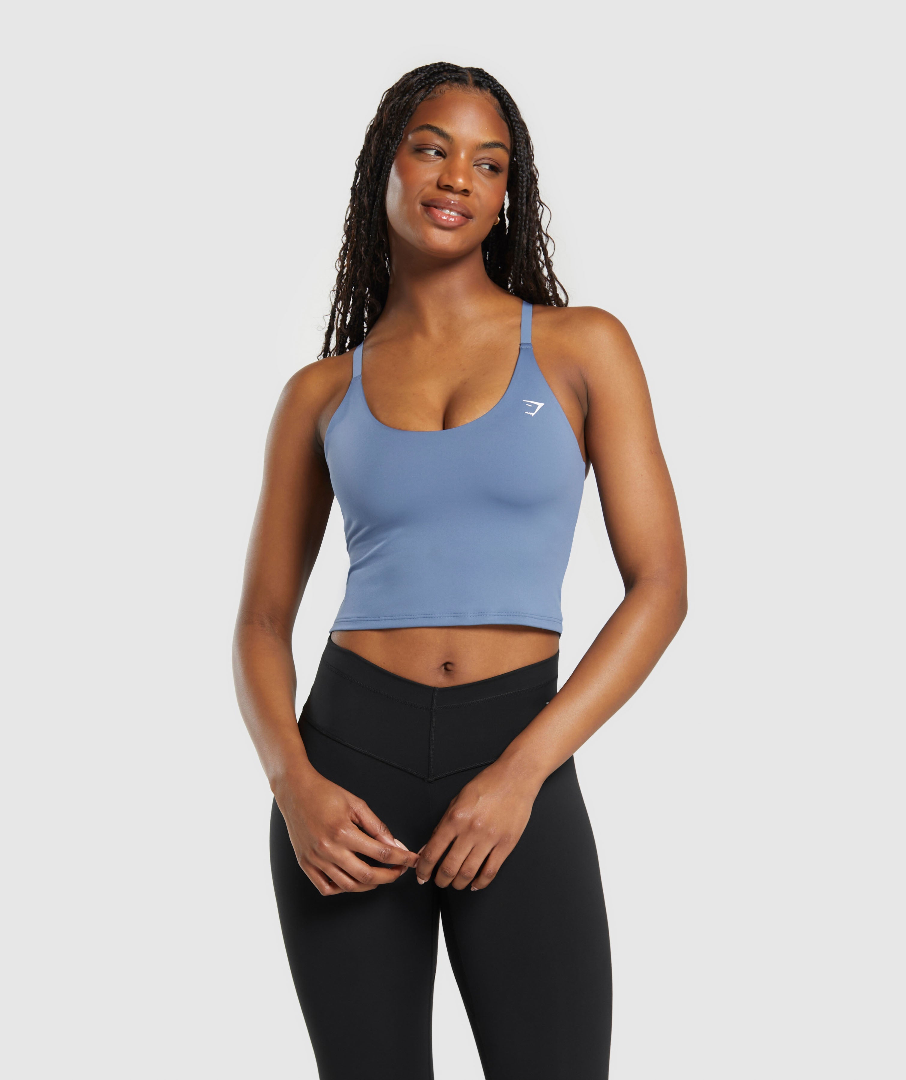 Gymshark Halter Neck Cami with Shelf - Titanium Blue