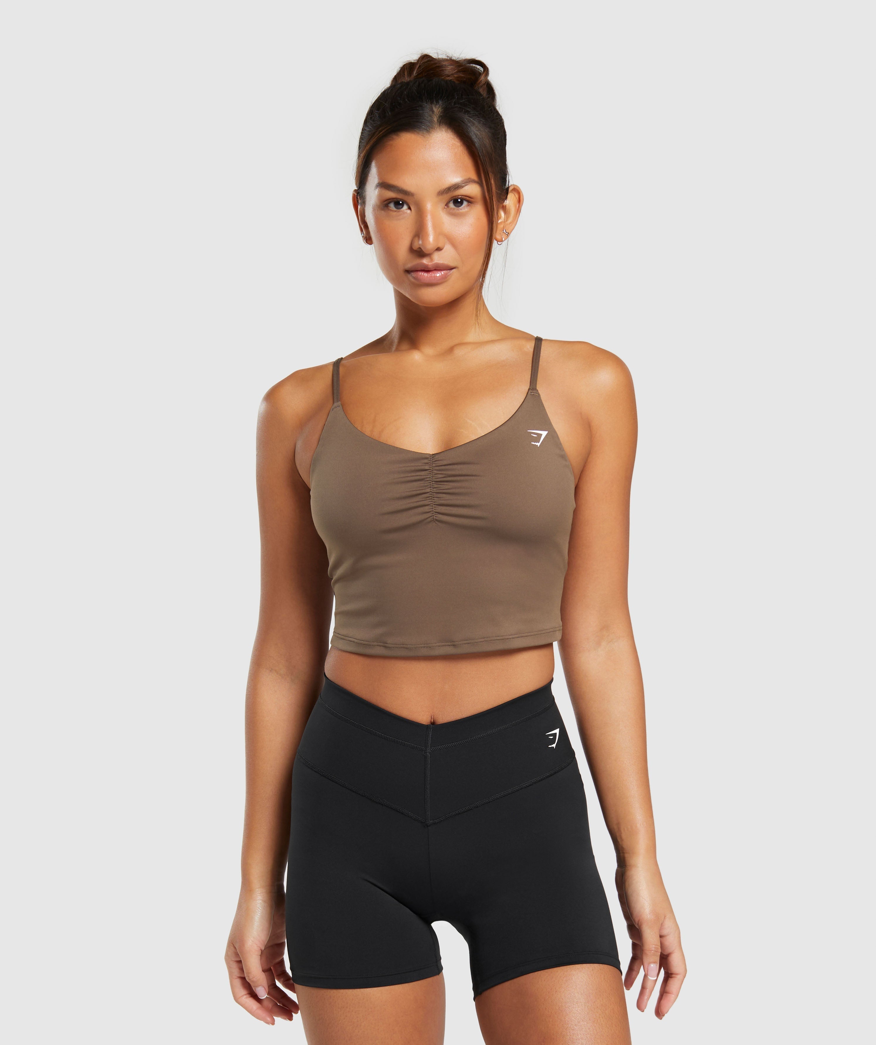 Everyday Strappy Crop Cami Tank in Soft Brown - view 1