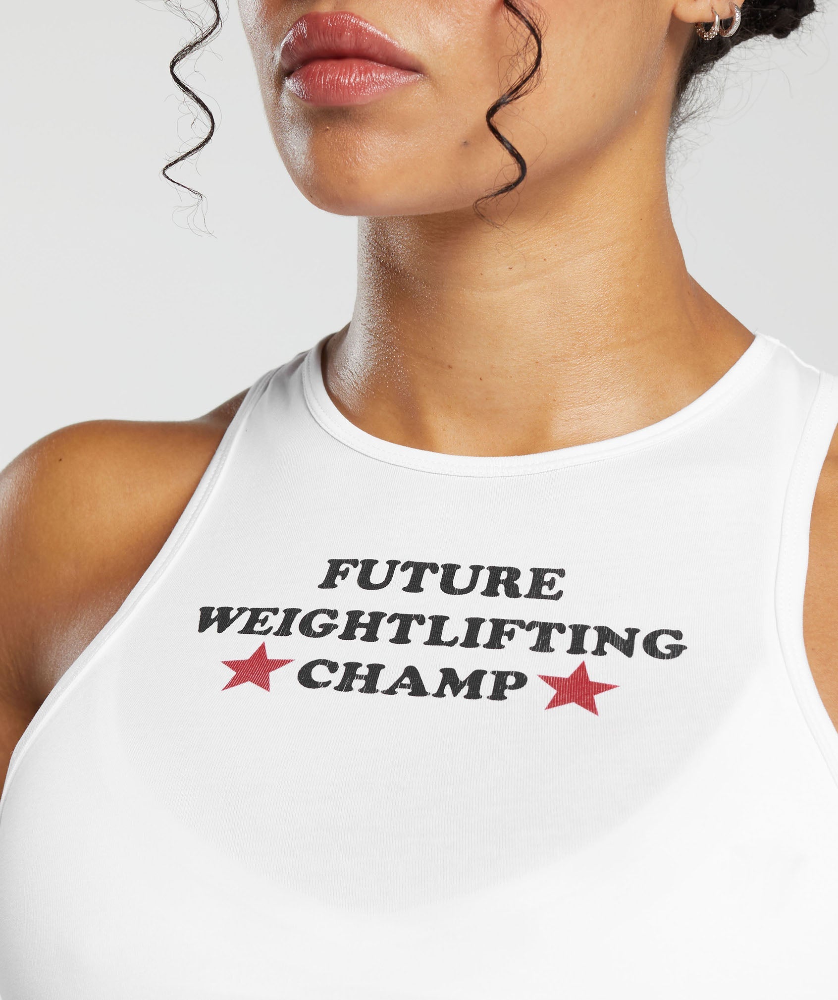 Future Weightlifting Champ Crop Tank in White - view 7