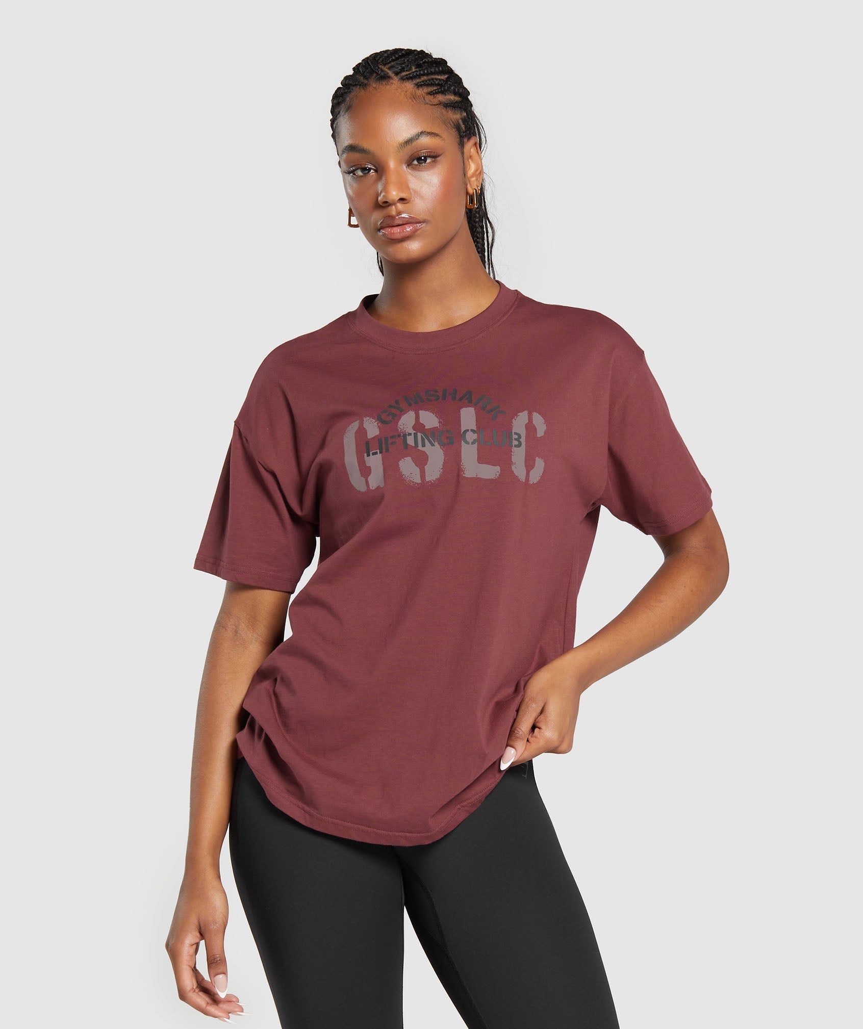 Built Oversized T-Shirt in Washed Burgundy - view 1