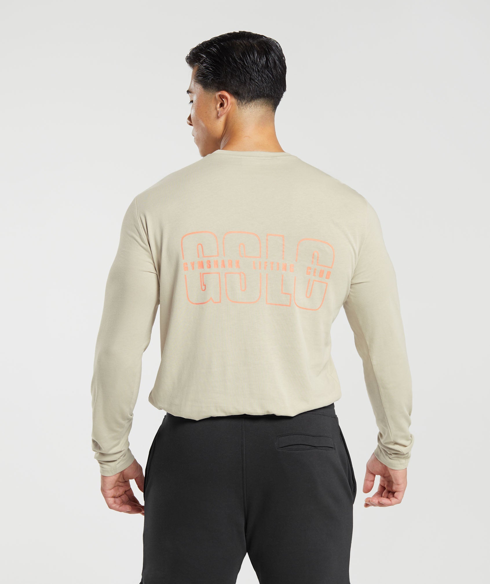 Lifting Club Long Sleeve T-Shirt in Washed Stone Brown - view 1