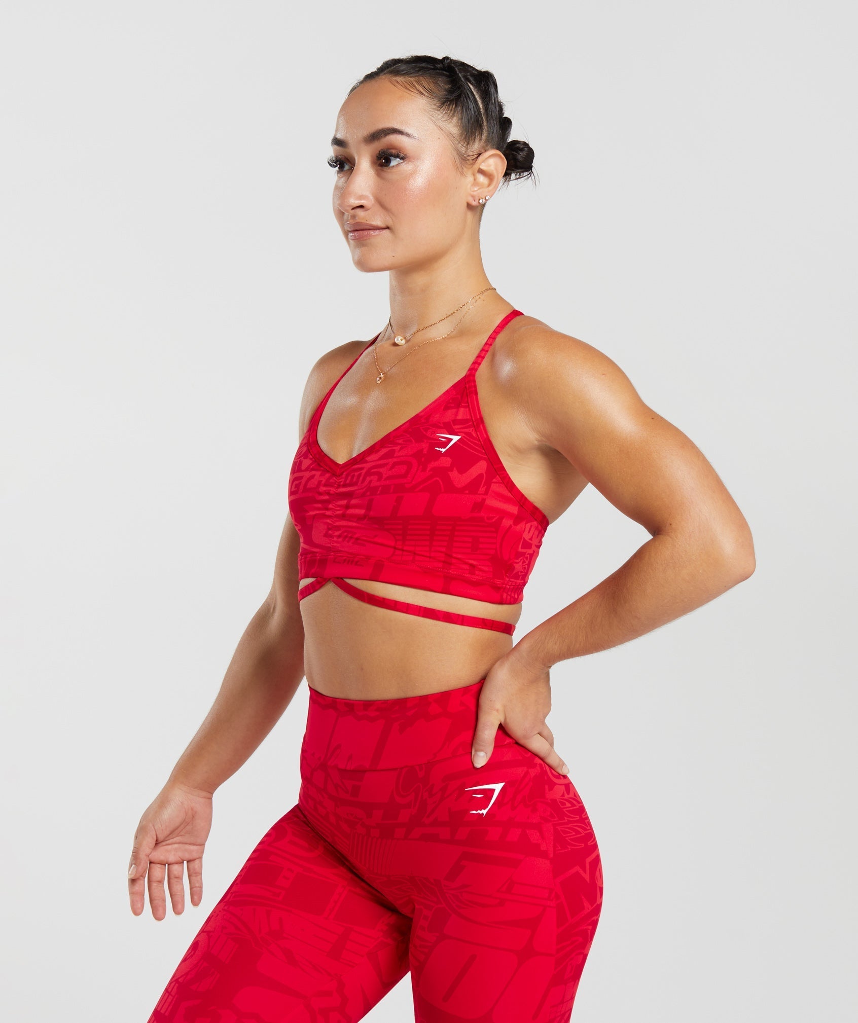 GS Power Strappy Sports Bra in Zesty Red - view 3