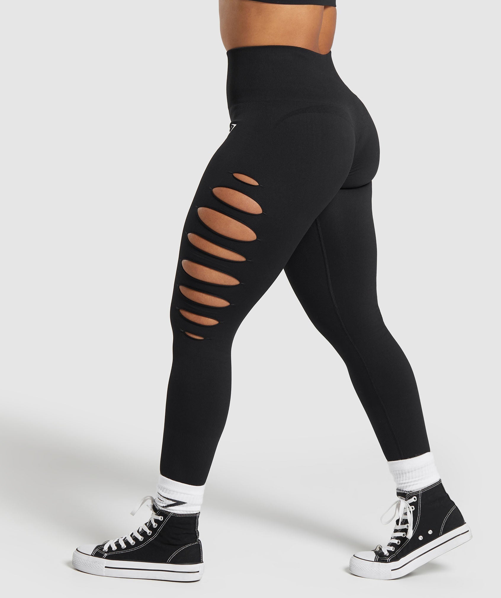 Gains Seamless Ripped Leggings in Black - view 1