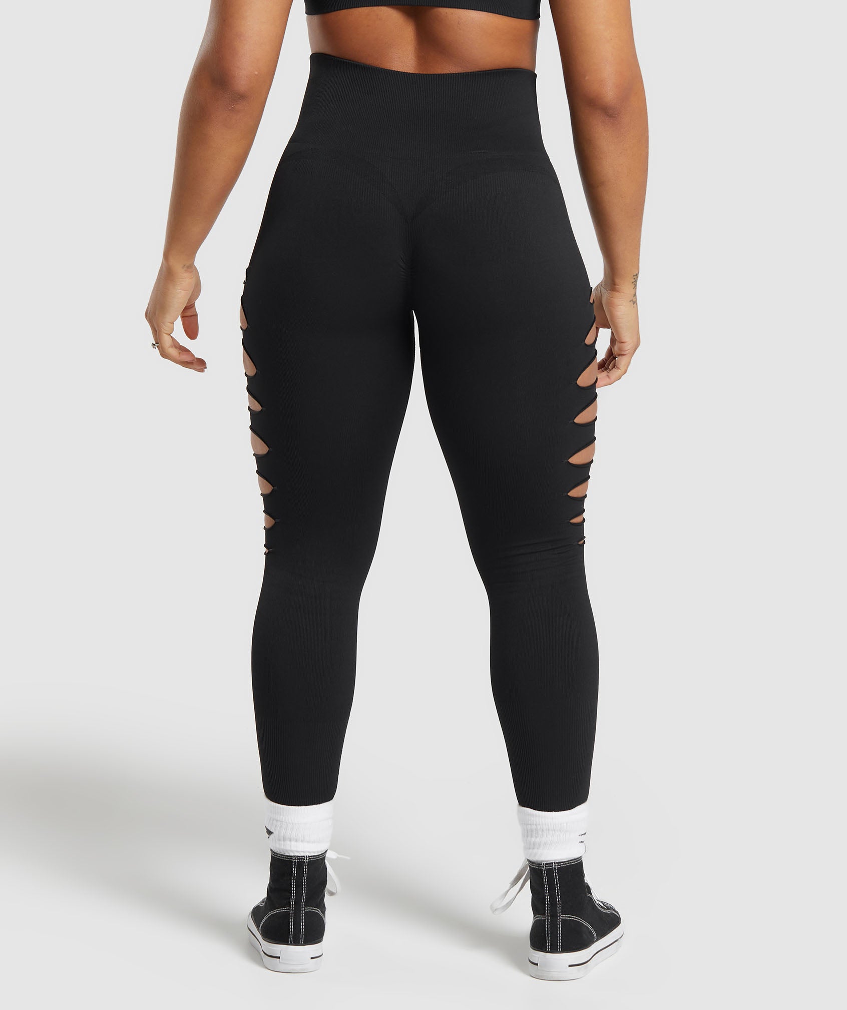 Gains Seamless Ripped Leggings in Black - view 4