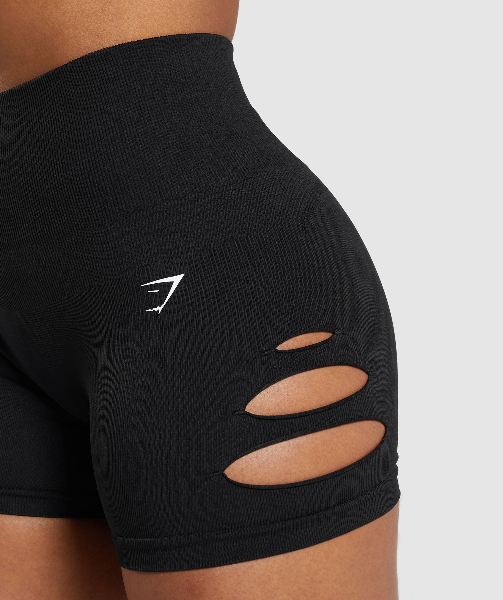 Gains Seamless Ripped Shorts in Black - view 6
