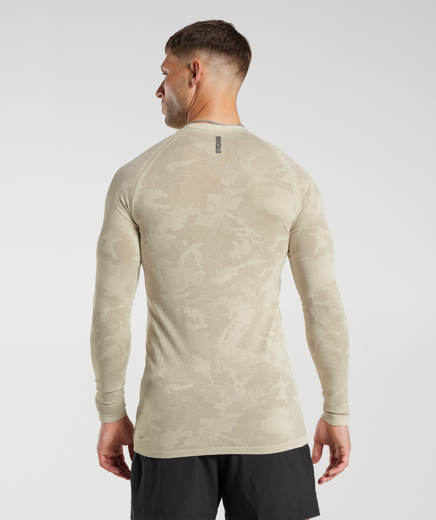 Geo Seamless Long Sleeve T-Shirt in Pebble Grey/Cement Brown - view 2