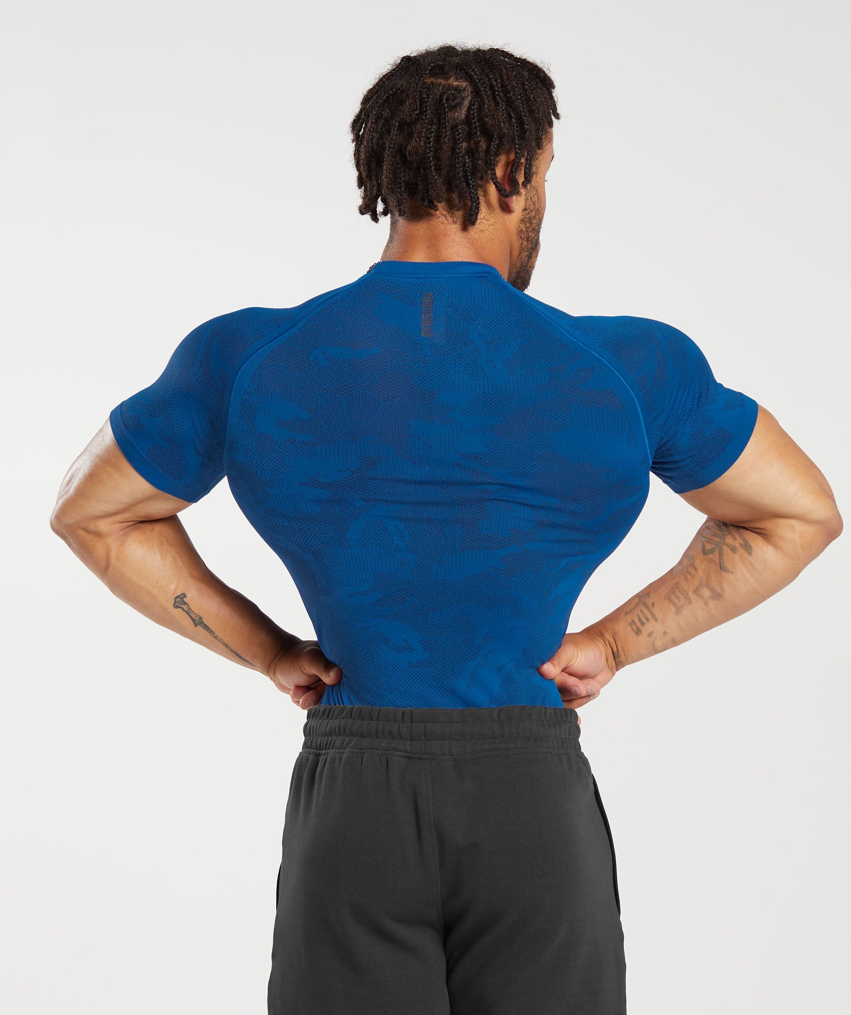 Gymshark Geo Seamless T-Shirt - Vintage Blue/Navy