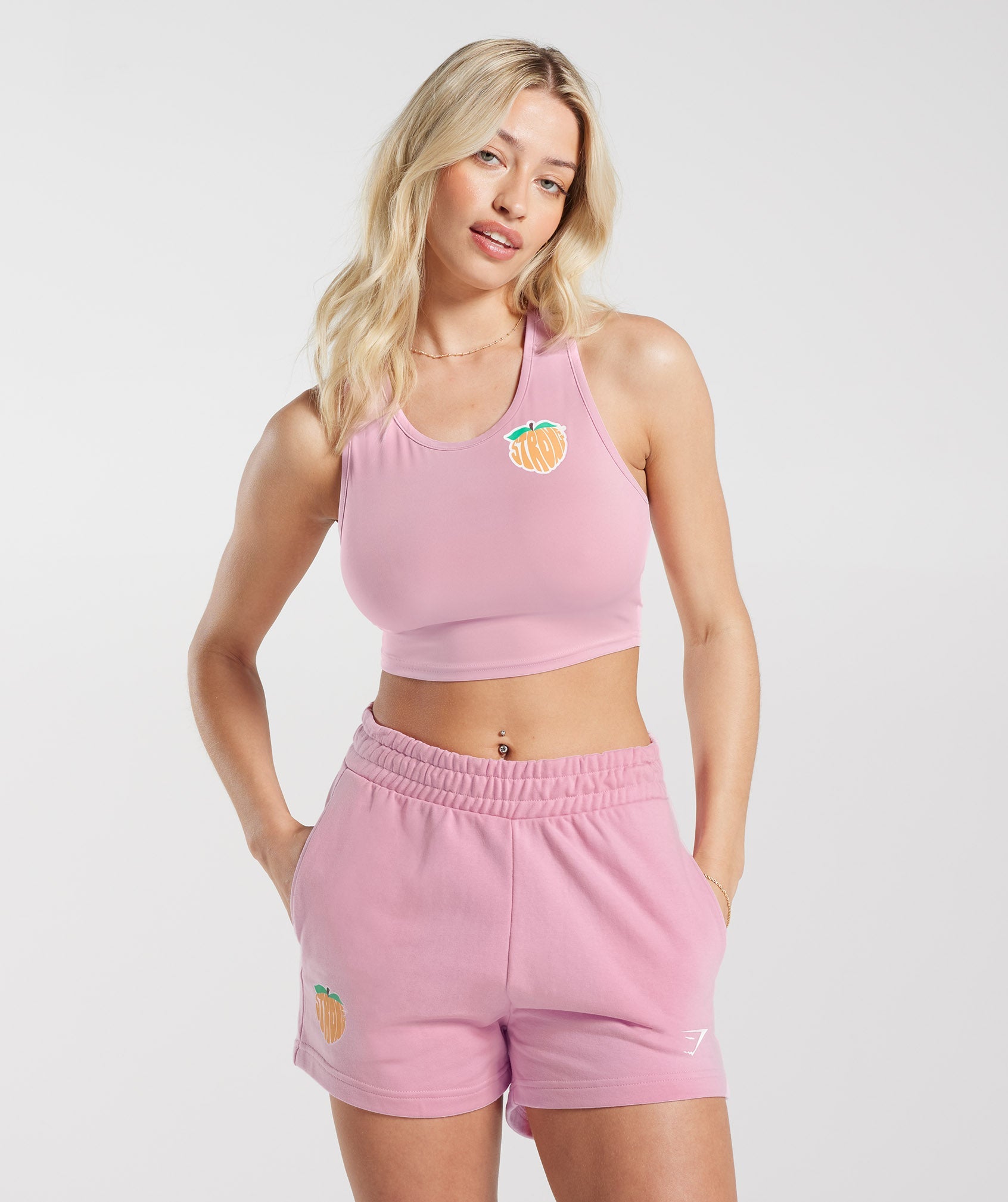 Strong Peach Crop Tank in Candy Floss Pink - view 1