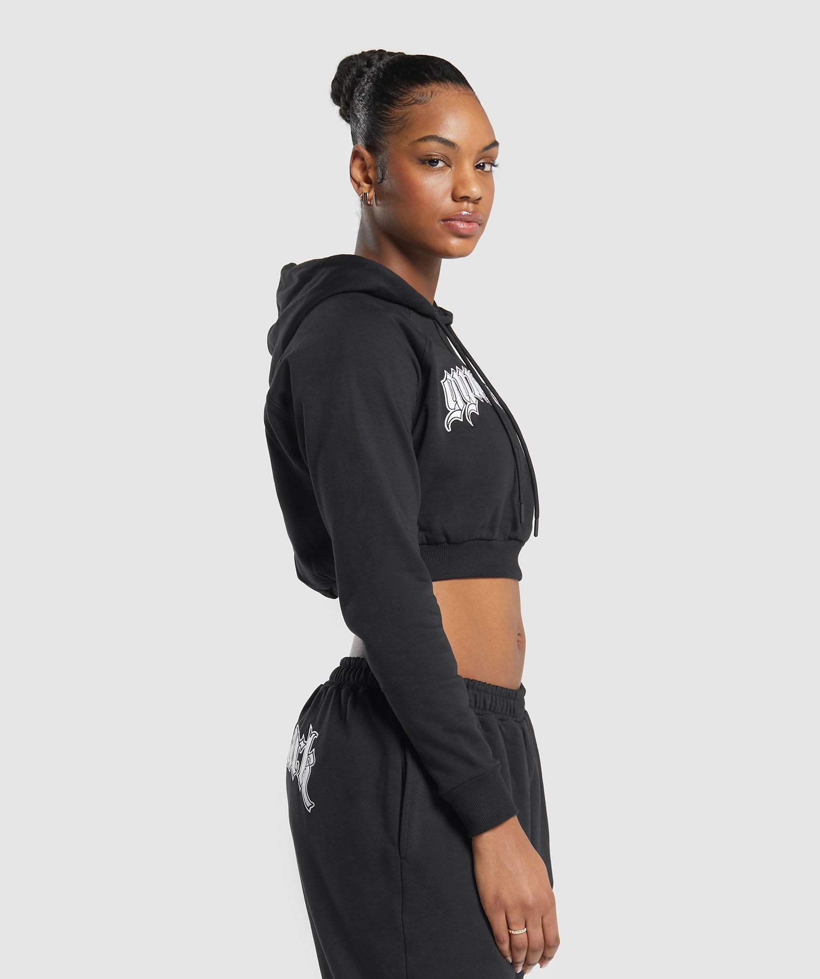 Heavy Flex Cropped Hoodie in Black - view 3