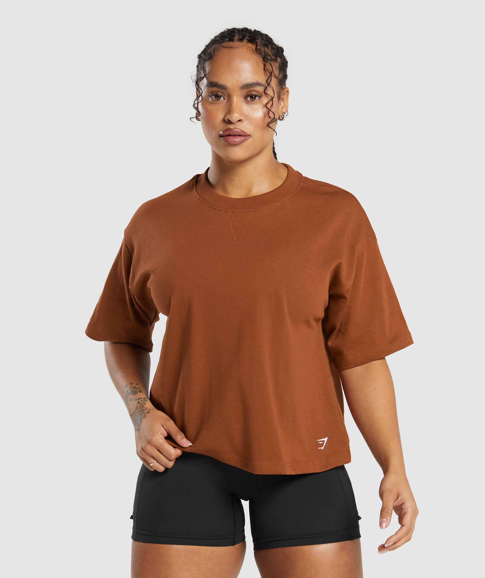 Heavyweight Cotton T-Shirt in Copper Brown - view 1