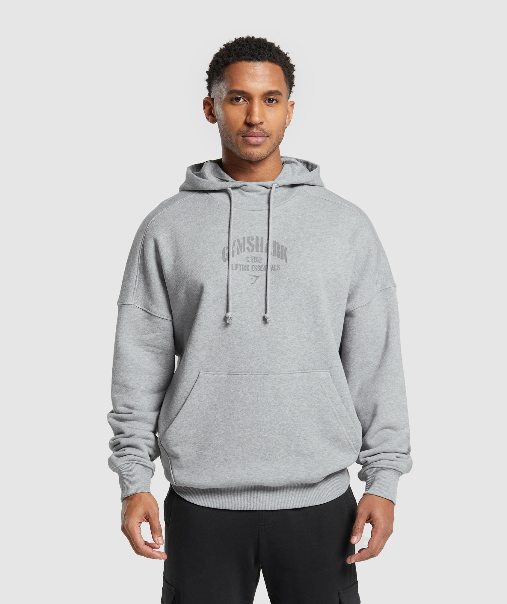 Heavyweight Washed Hoodie in Platinum Grey Marl - view 1