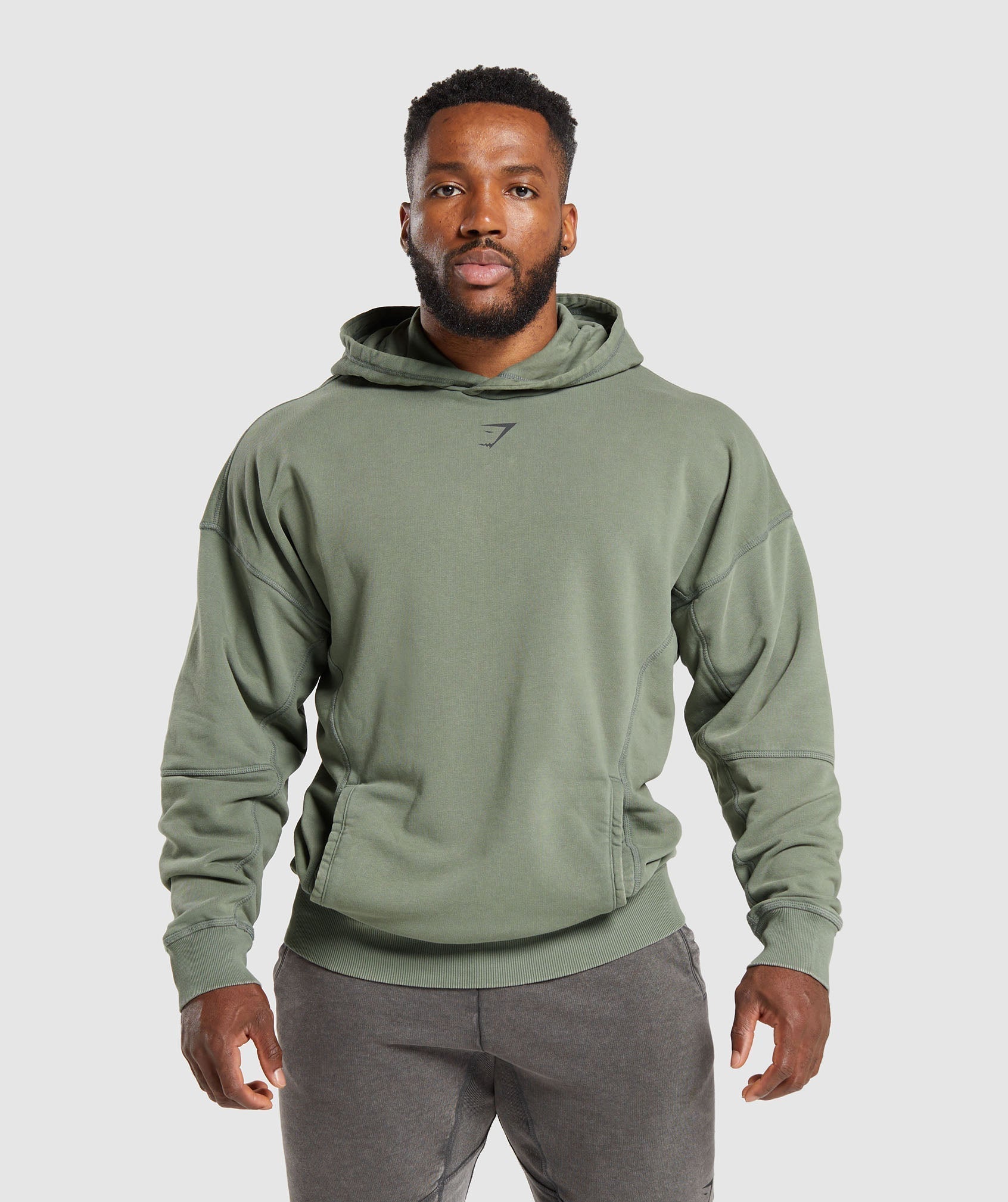 Heritage Washed Hoodie in Dusk Green - view 2