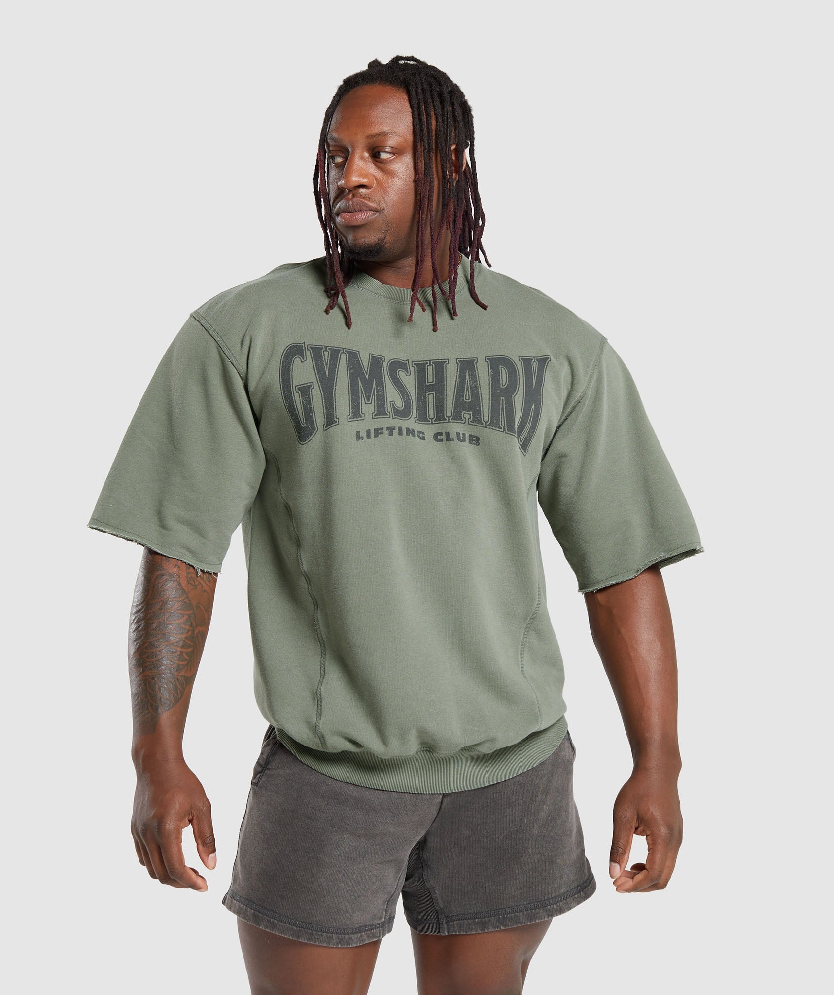 Heritage Washed Short Sleeve Crew in Dusk Green - view 1