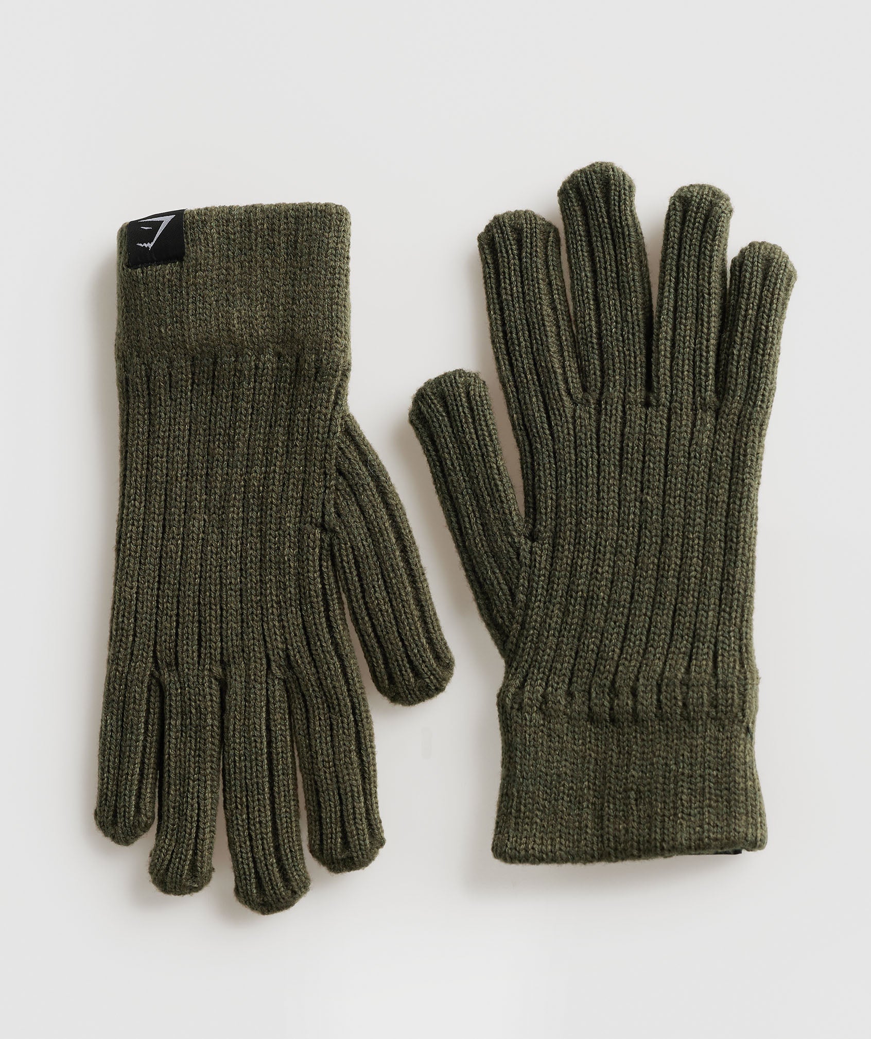 Knitted Gloves in Winter Olive - view 1