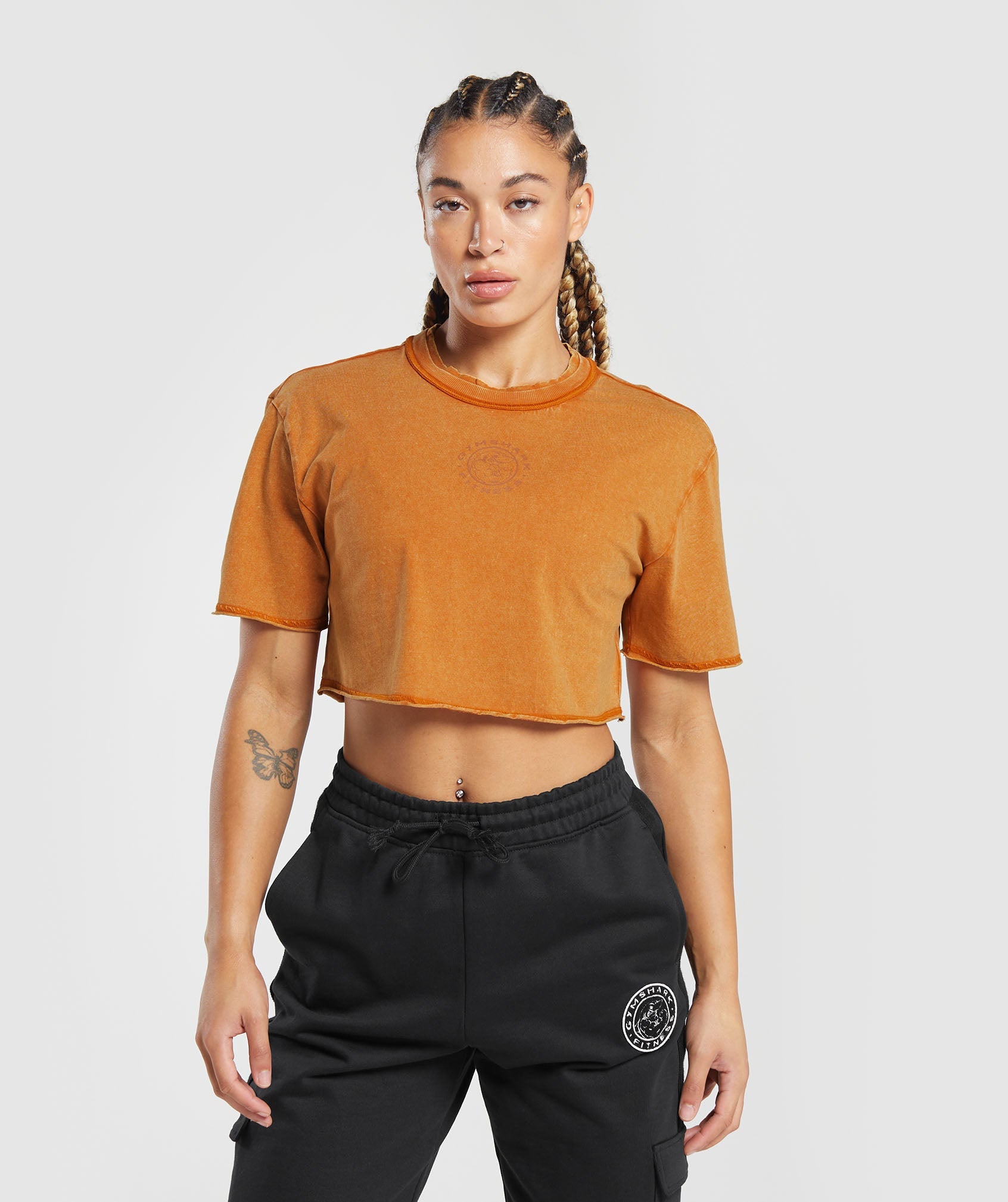 Legacy Washed Crop Top in Charred Orange - view 1