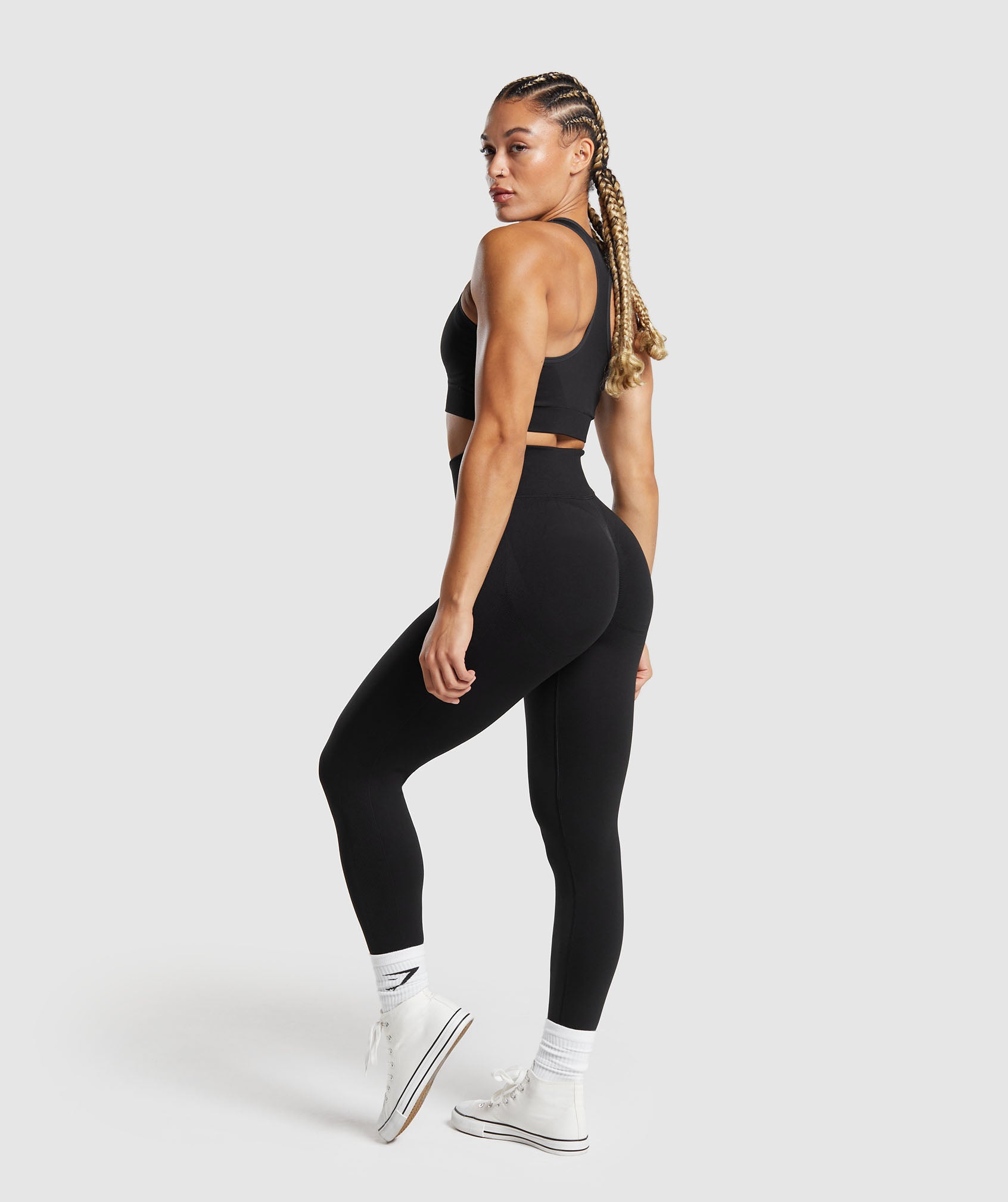 Lift Contour Seamless Leggings in Black/Black Marl - view 5