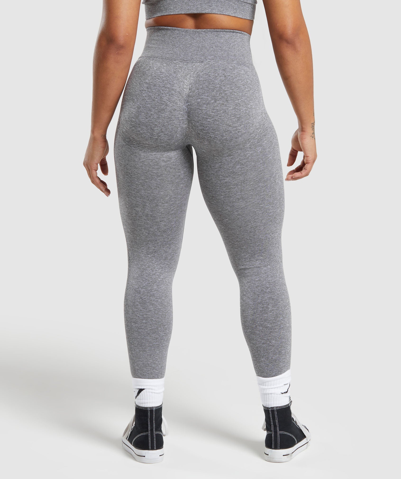 Gymshark Lift Contour Seamless Leggings - Brushed Grey/White Marl