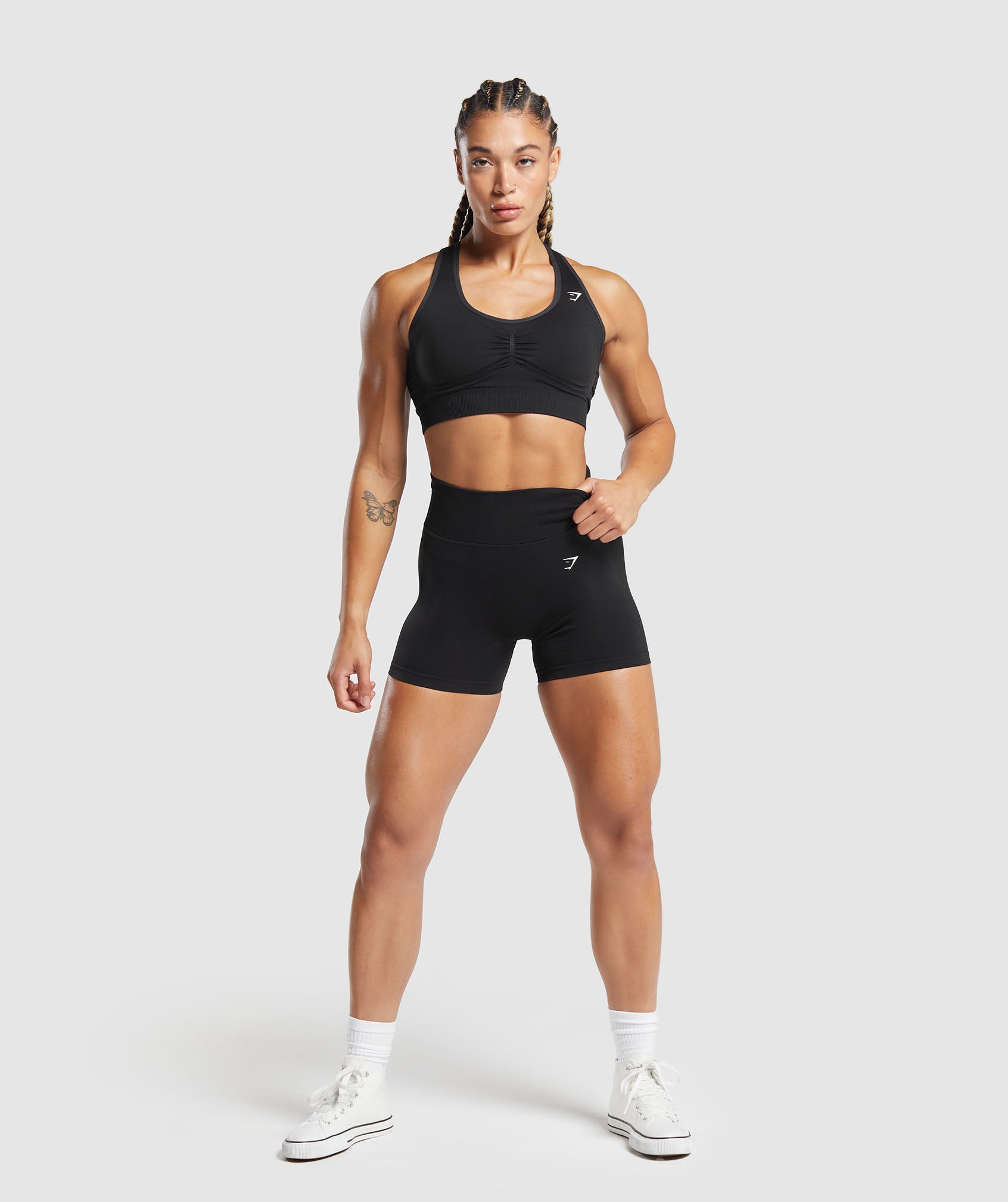 Lift Contour Seamless Shorts in Black/Black Marl - view 5