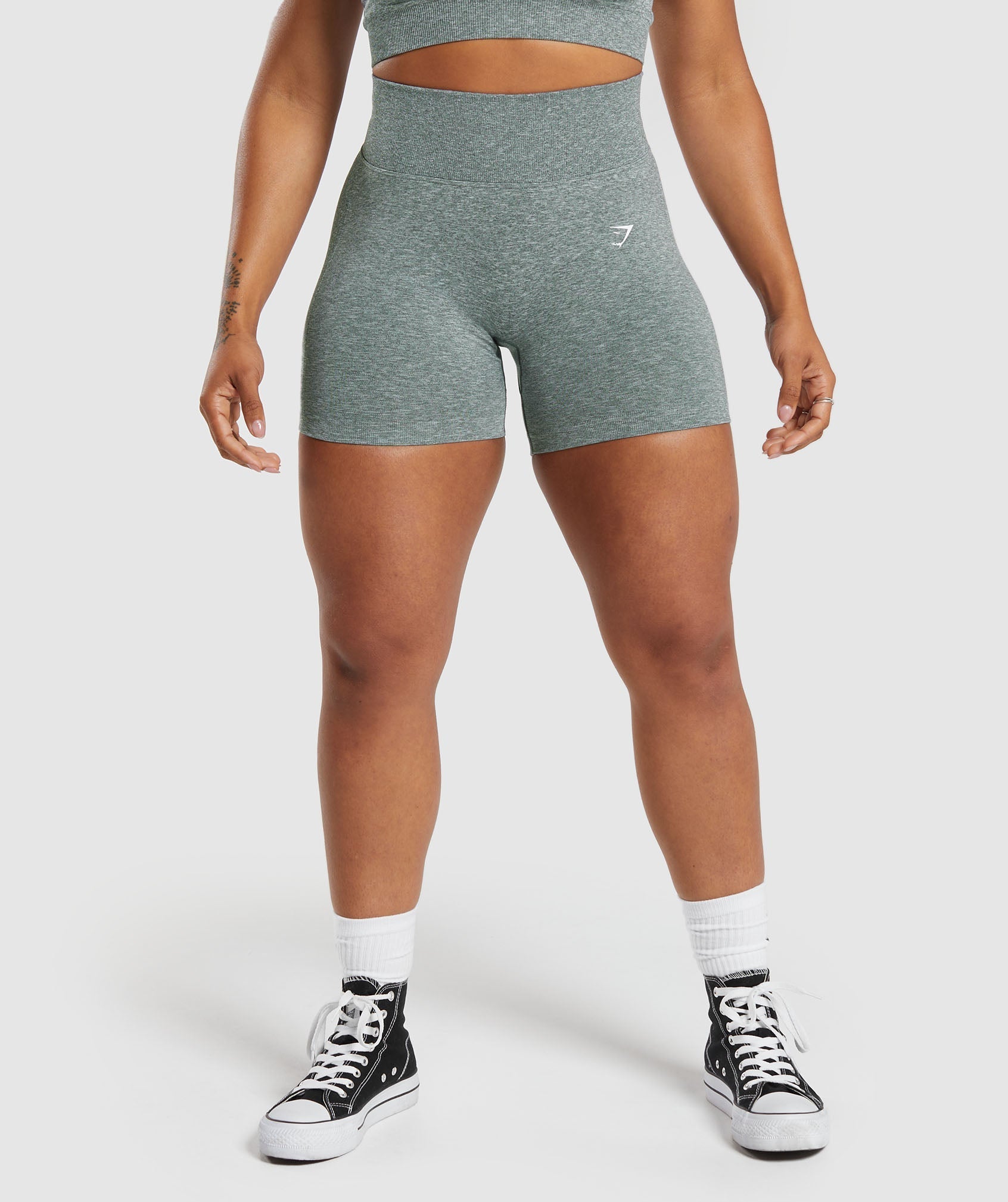 Gymshark Lift Contour Seamless Shorts - Slate Teal/White Marl