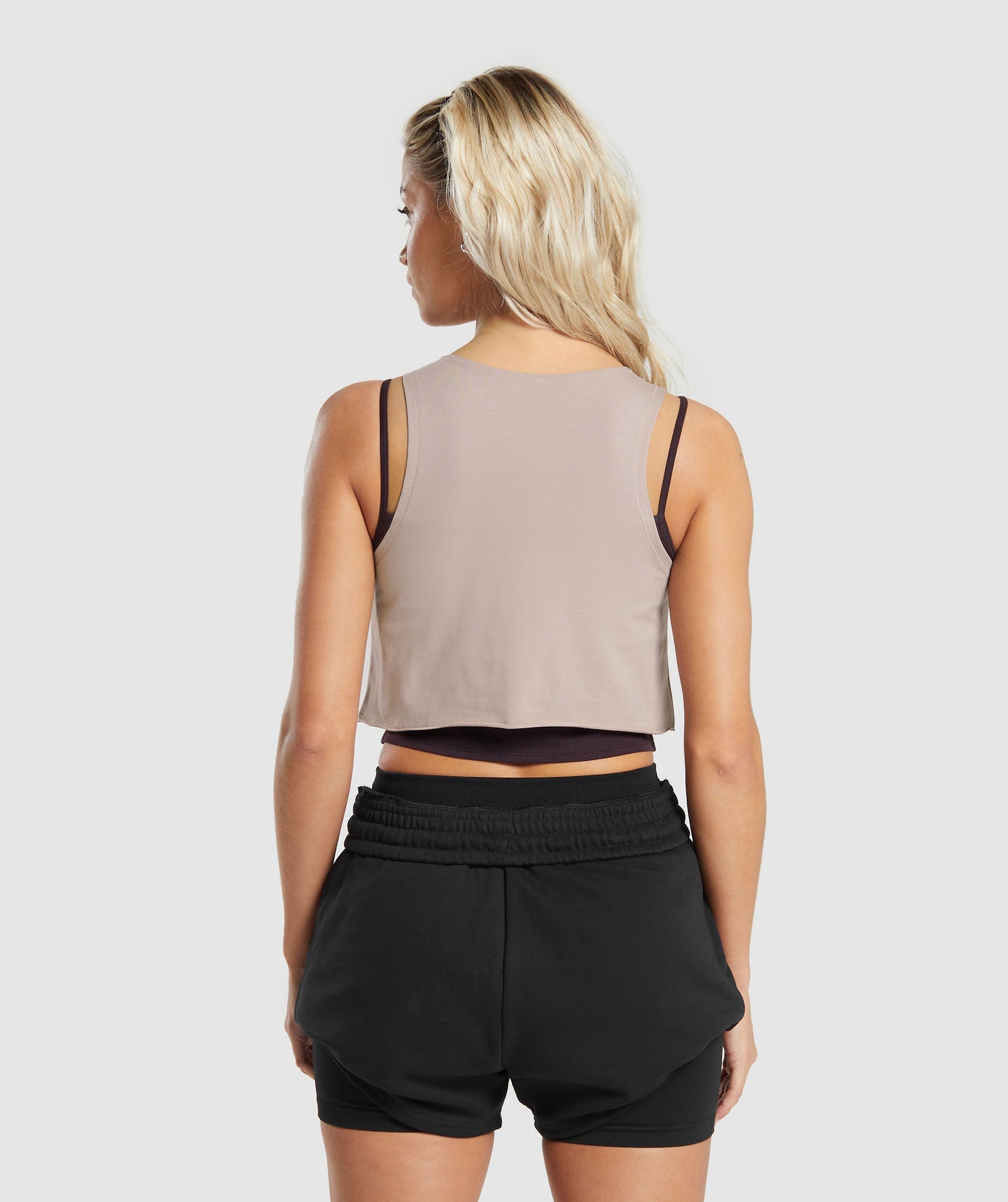 Lifting 2 In 1 Crop Tank in Plum Brown/Stone Pink - view 2