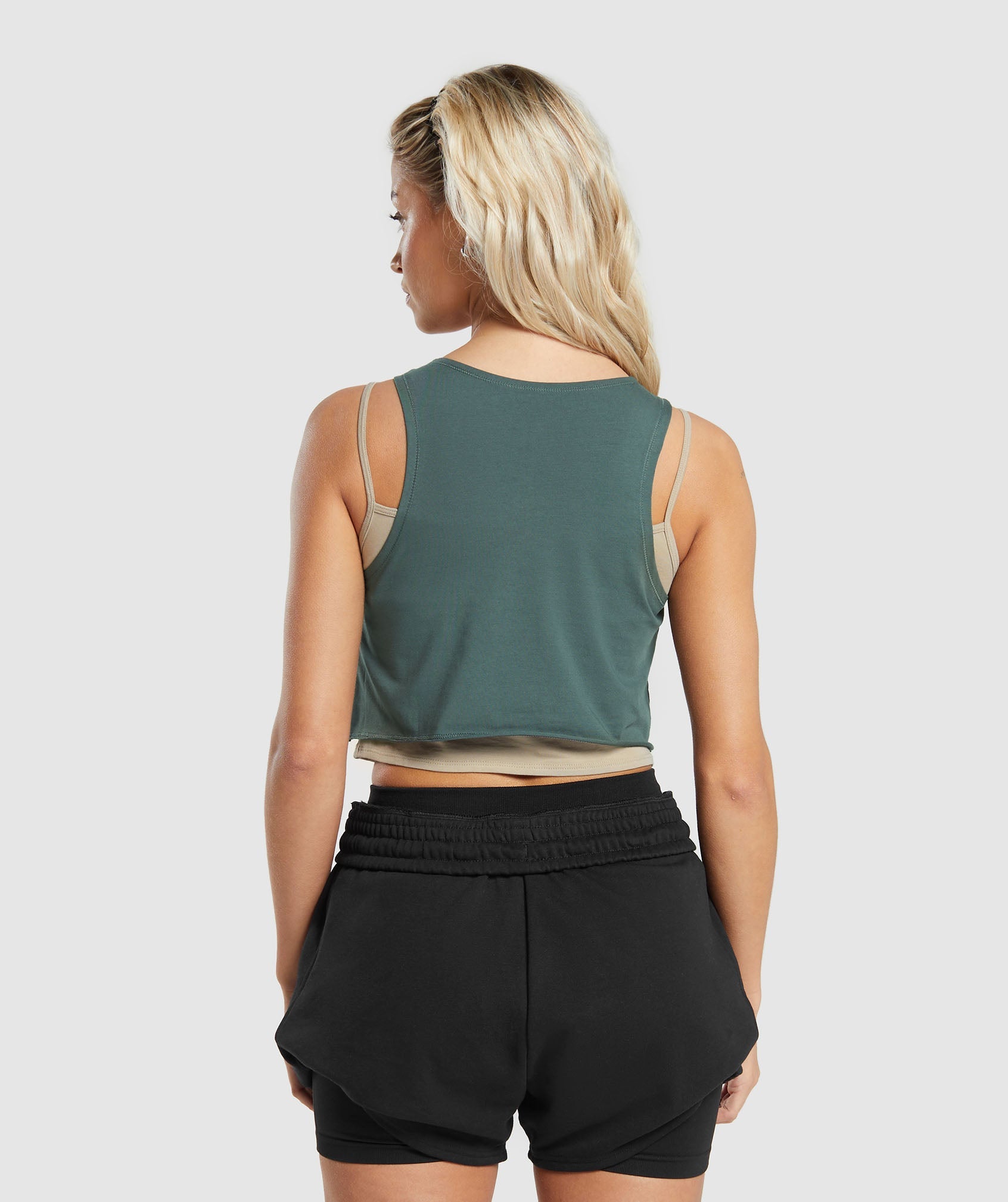 Lifting 2 In 1 Crop Tank in Sand Brown/Slate Teal - view 2