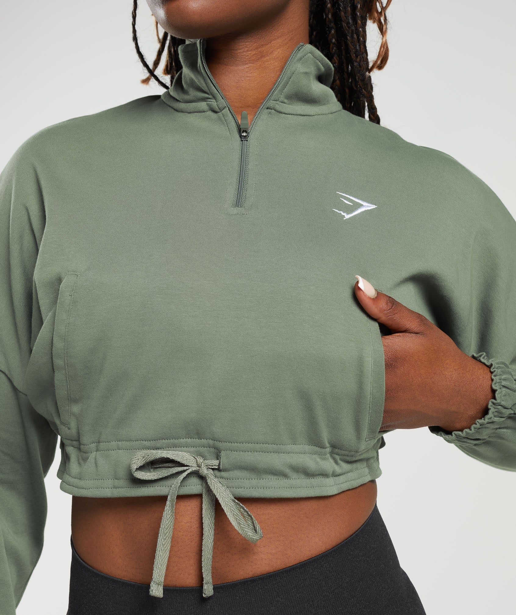Lifting Lightweight 1/4 Zip Pullover in Dusk Green - view 3