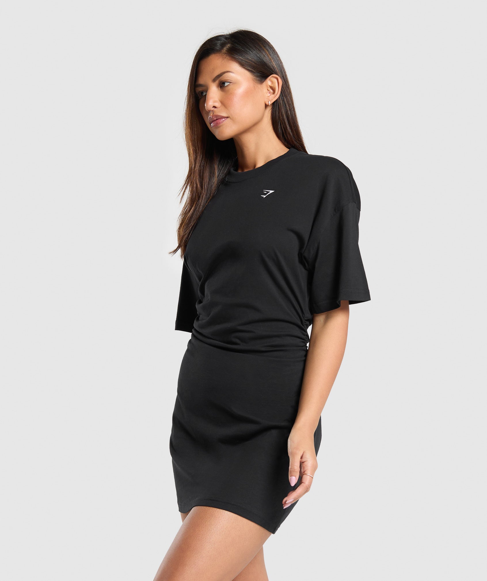 Lifting Longline T-Shirt Dress in Black - view 3