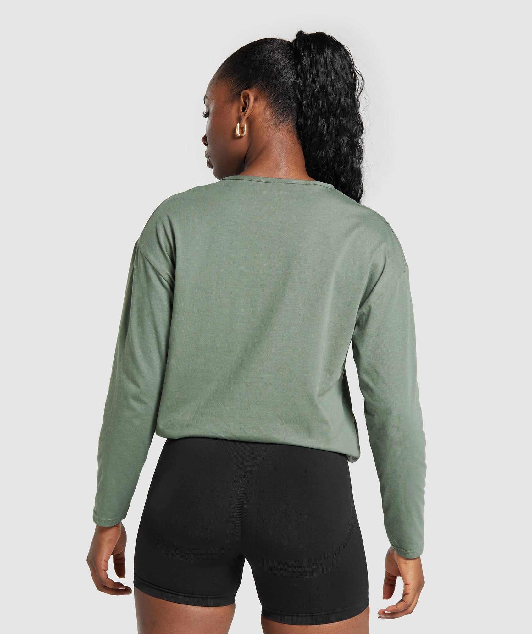 Training Oversized Cotton Long Sleeve Top in Unit Green - view 2