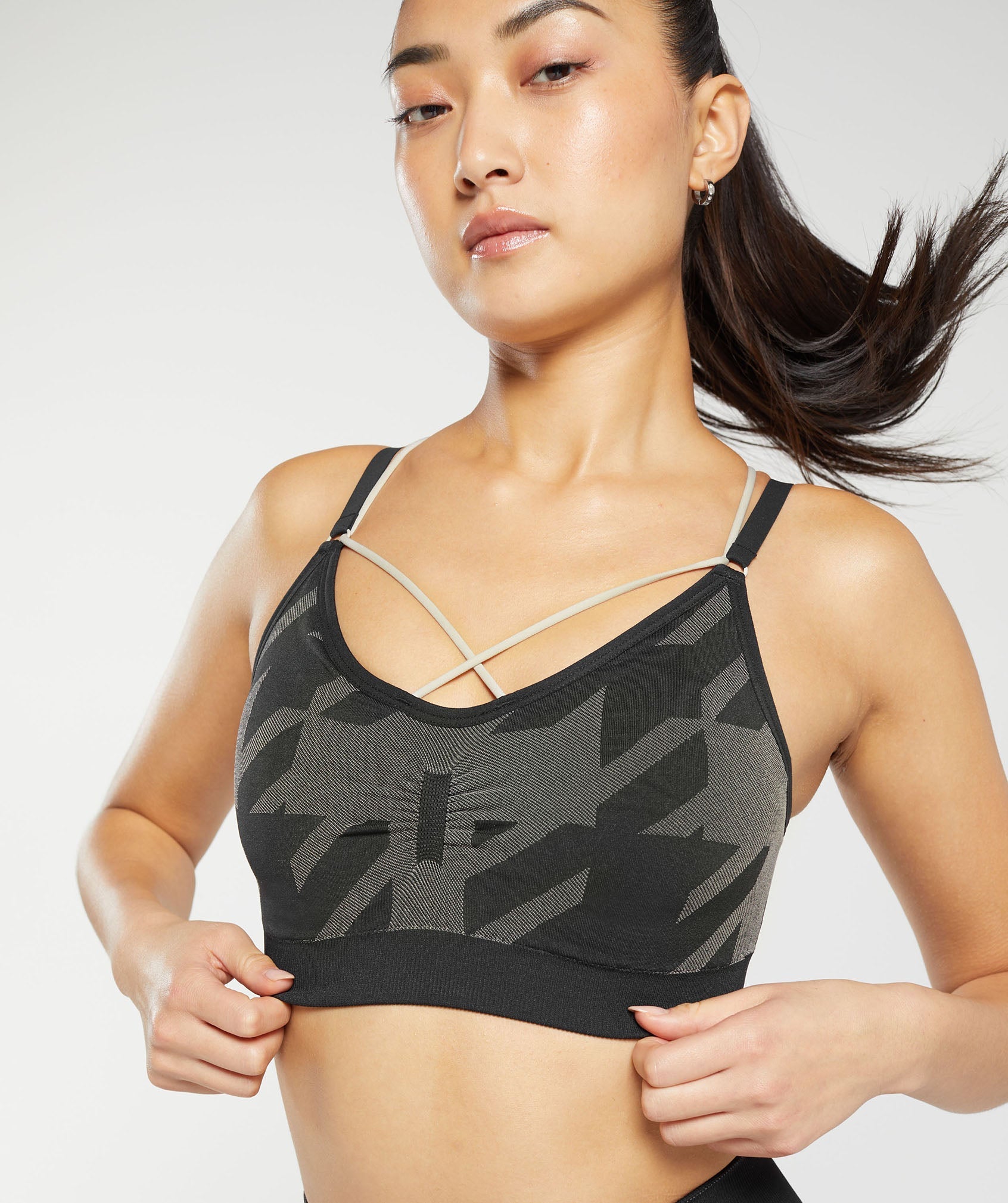 Apex Limit Seamless Ruched Sports Bra in Black/Washed Stone Brown - view 10