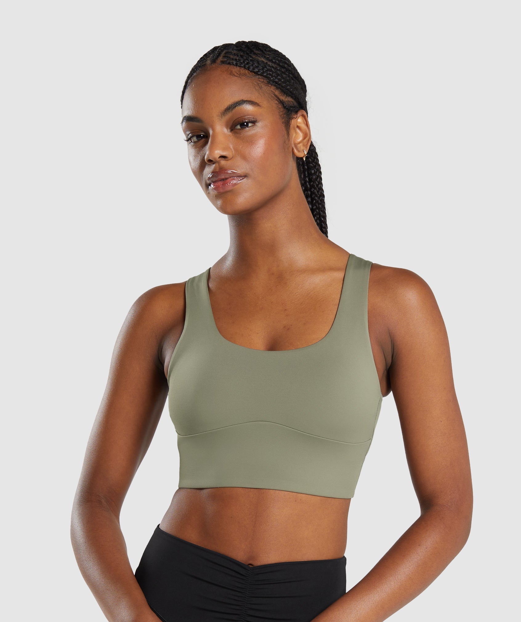 Longline Sports Bra in Linen Brown - view 1