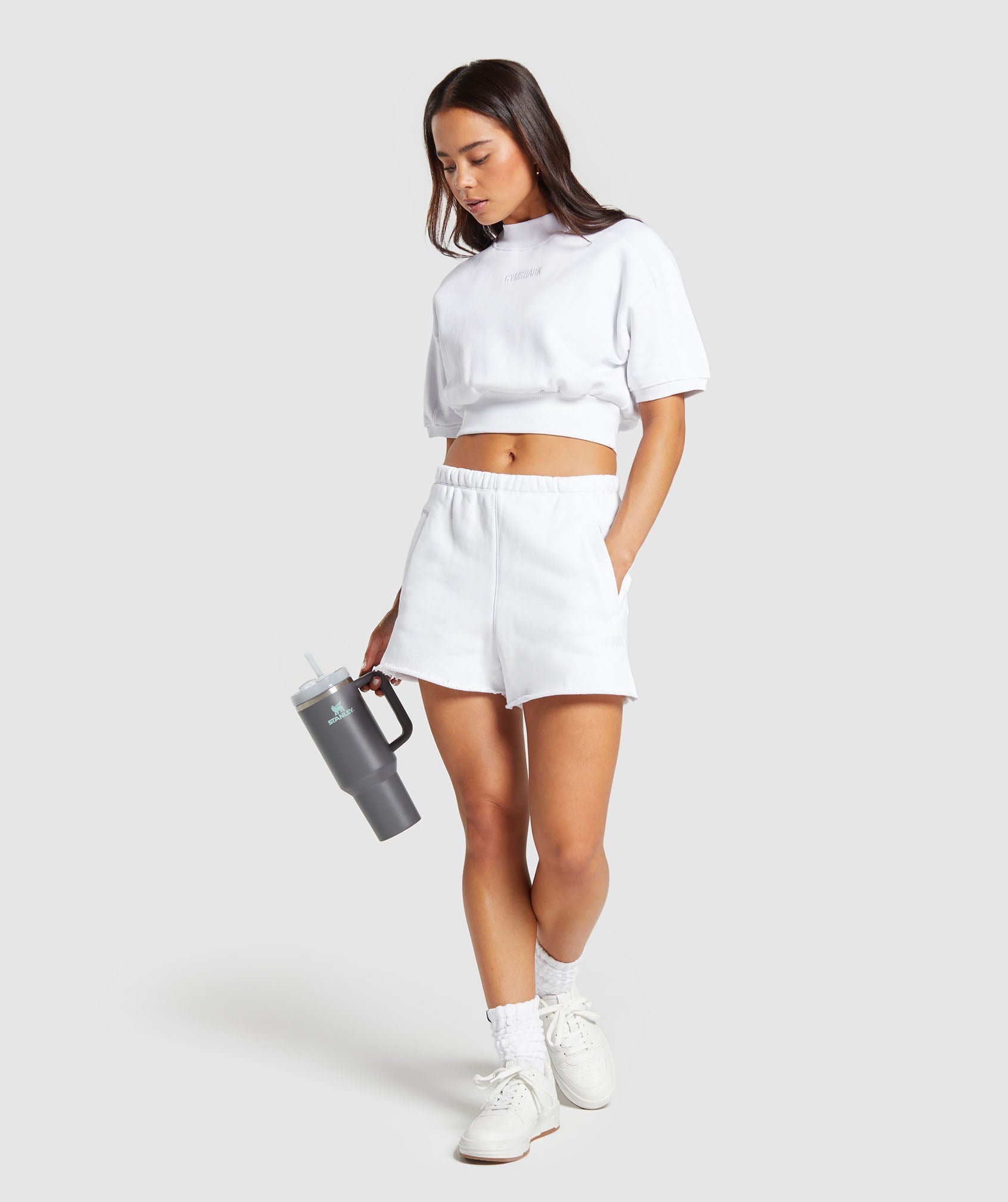 Loopback Sweat Trend Pullover in White - view 4