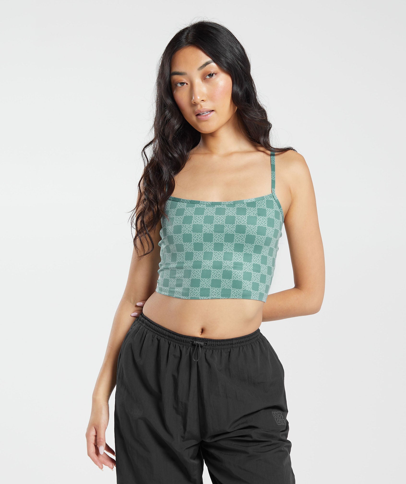 Monogram Crop Cami Tank in Frost Teal - view 1