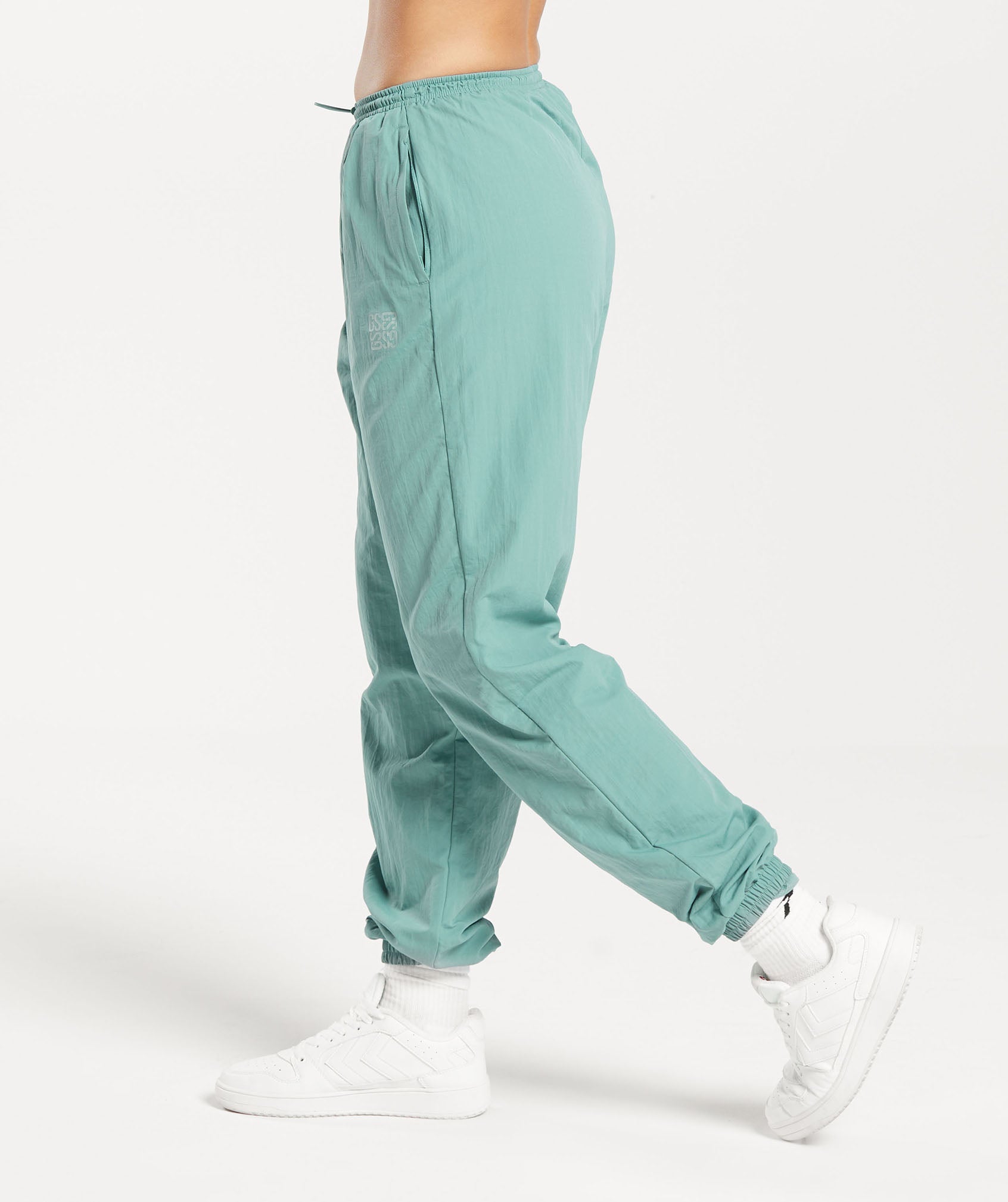 Monogram Woven Joggers in Ink Teal - view 3