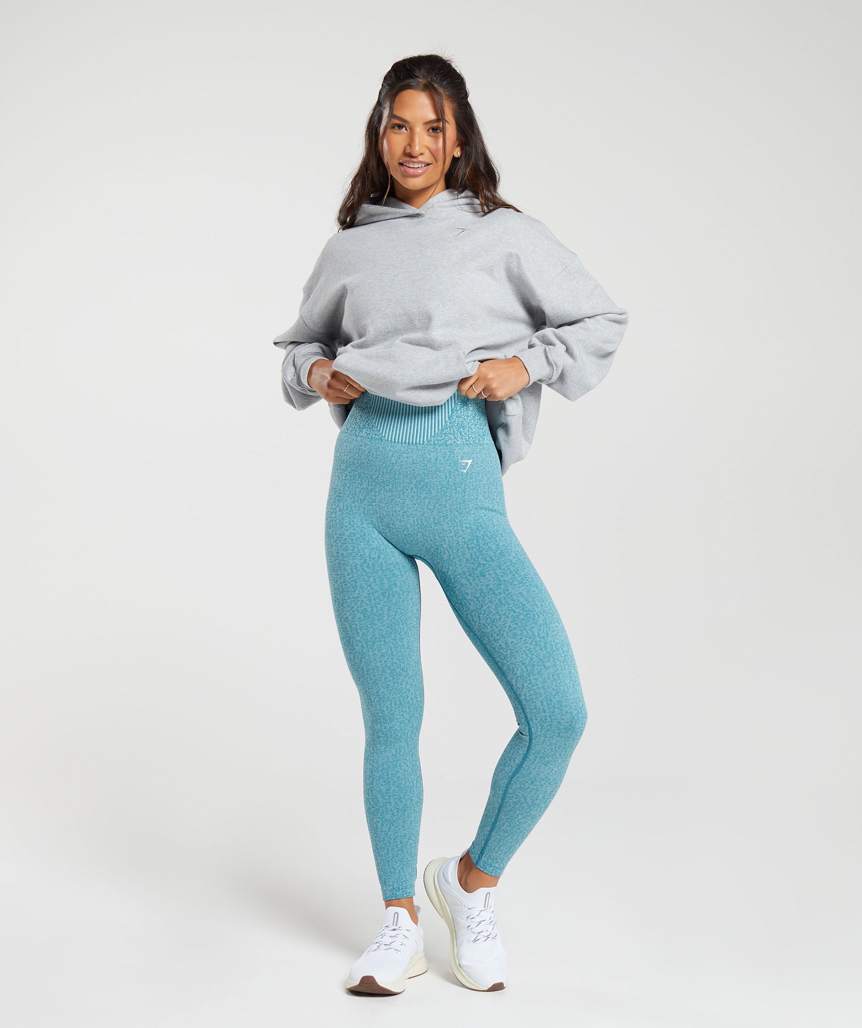 Marl Seamless Leggings in Light Blue Marl/Light Grey Marl/Turkish Teal - view 4