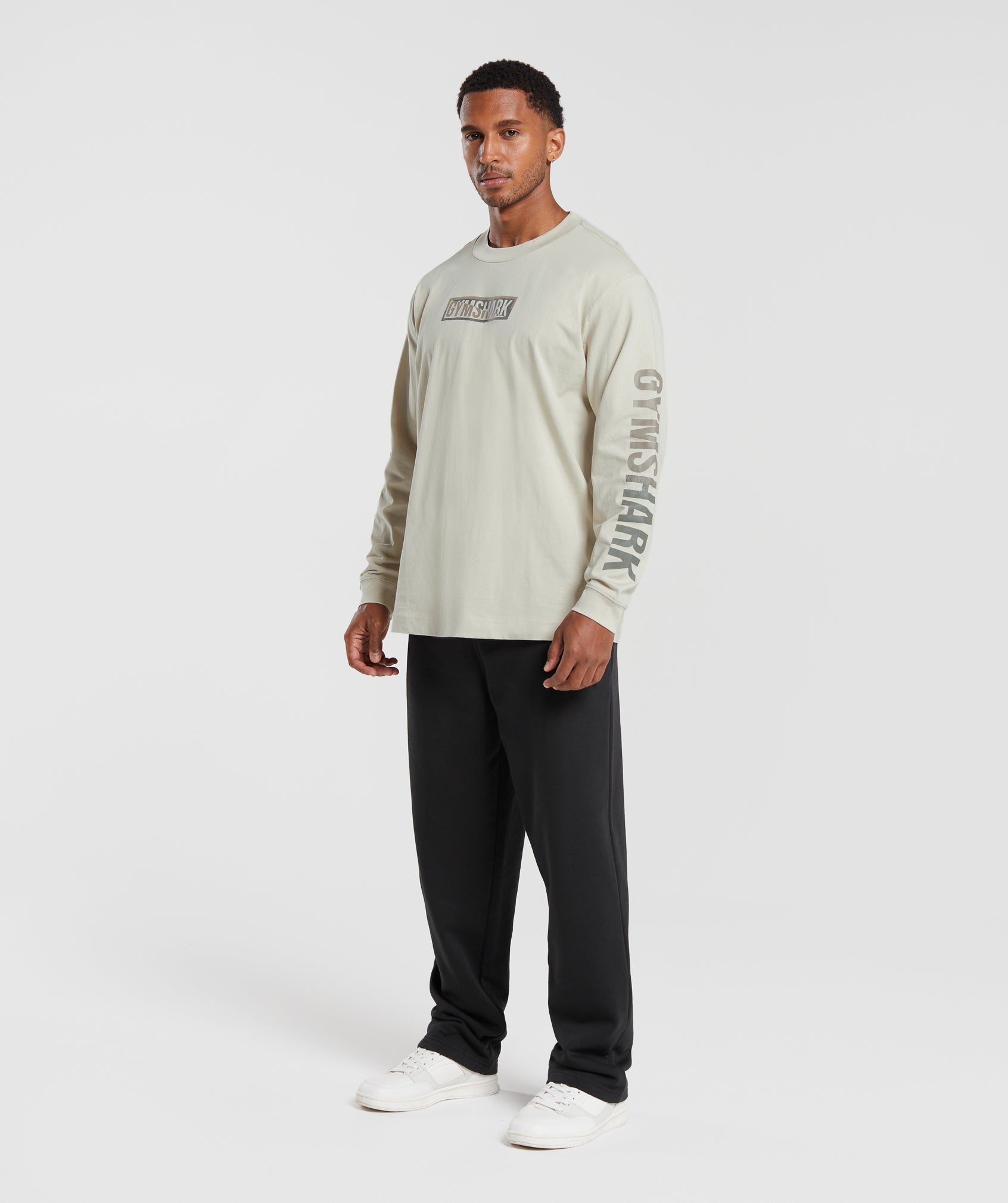 Global Graphic Long Sleeve T-Shirt in Pebble Grey - view 4