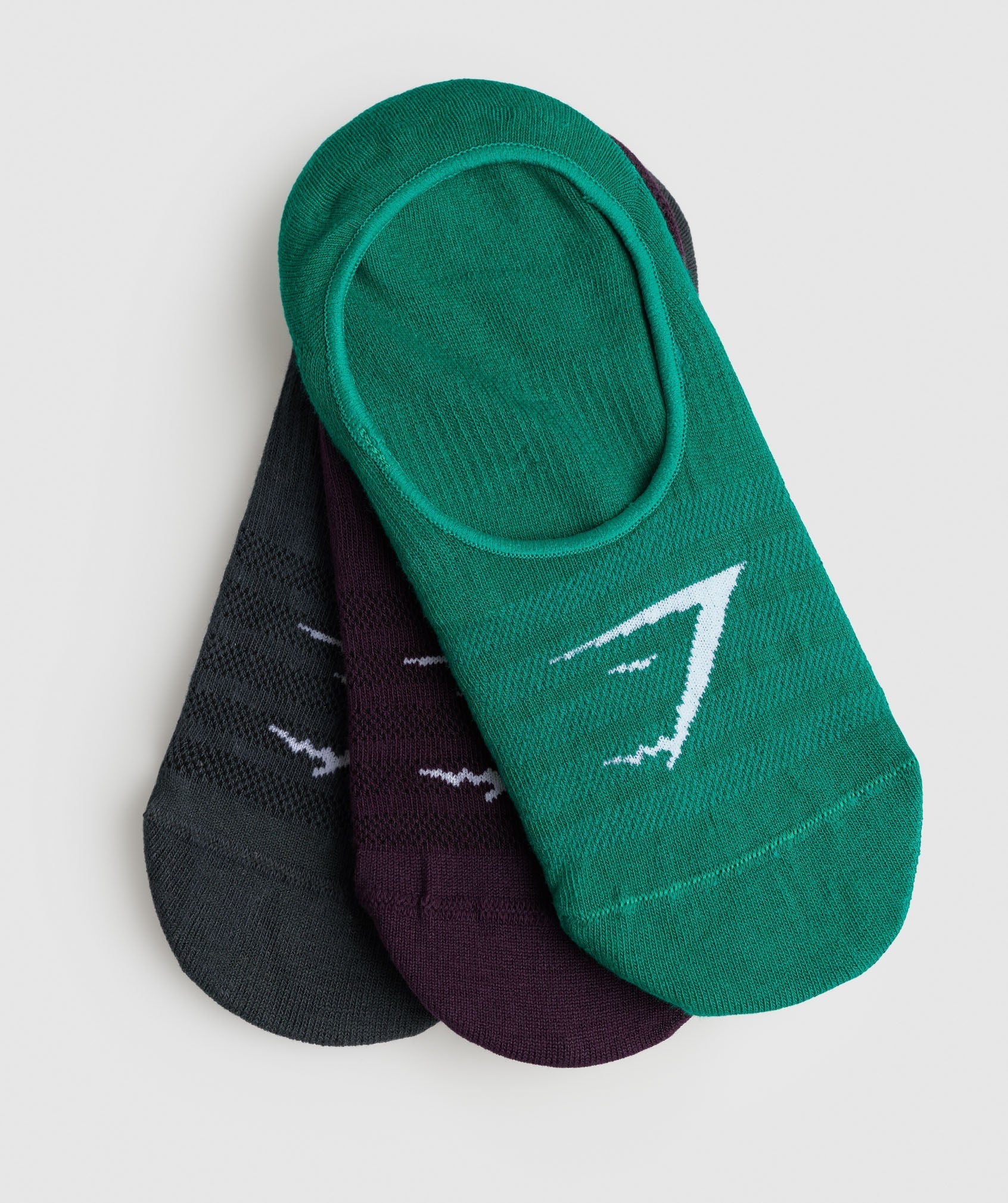 No Show Socks 3pk in Darkest Teal/Plum Brown/Rich Green - view 2