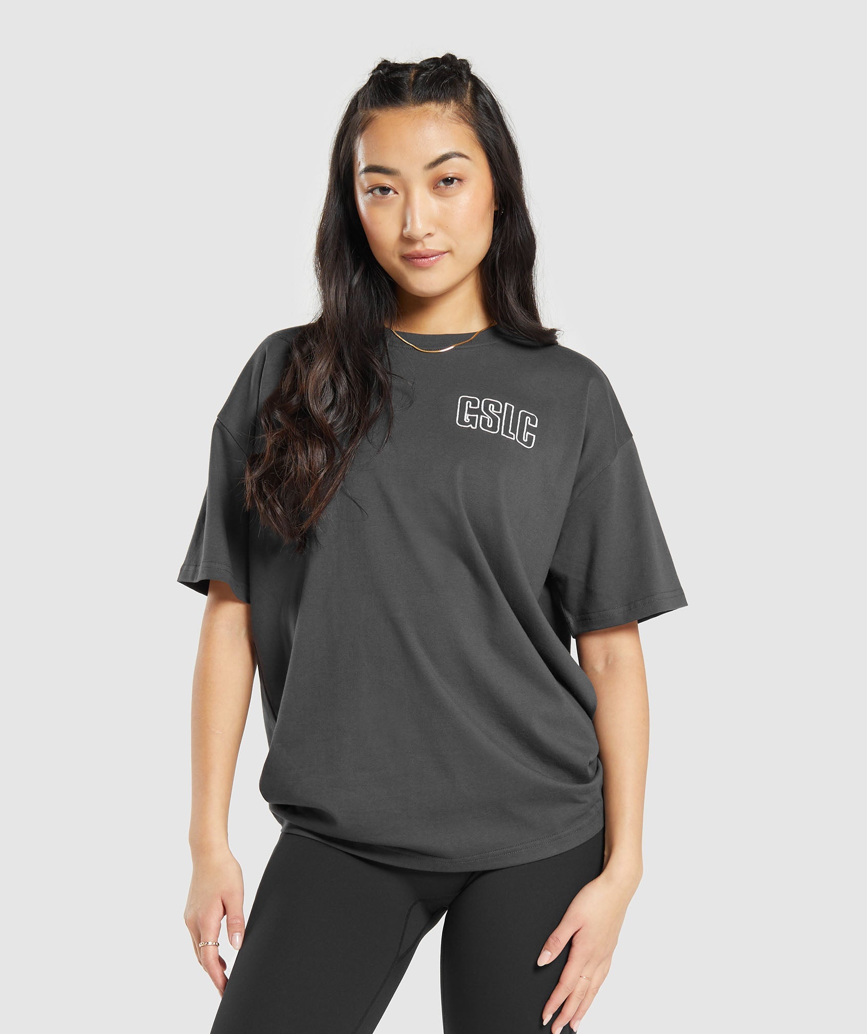 Outline Graphic Oversized T-Shirt in Asphalt Grey