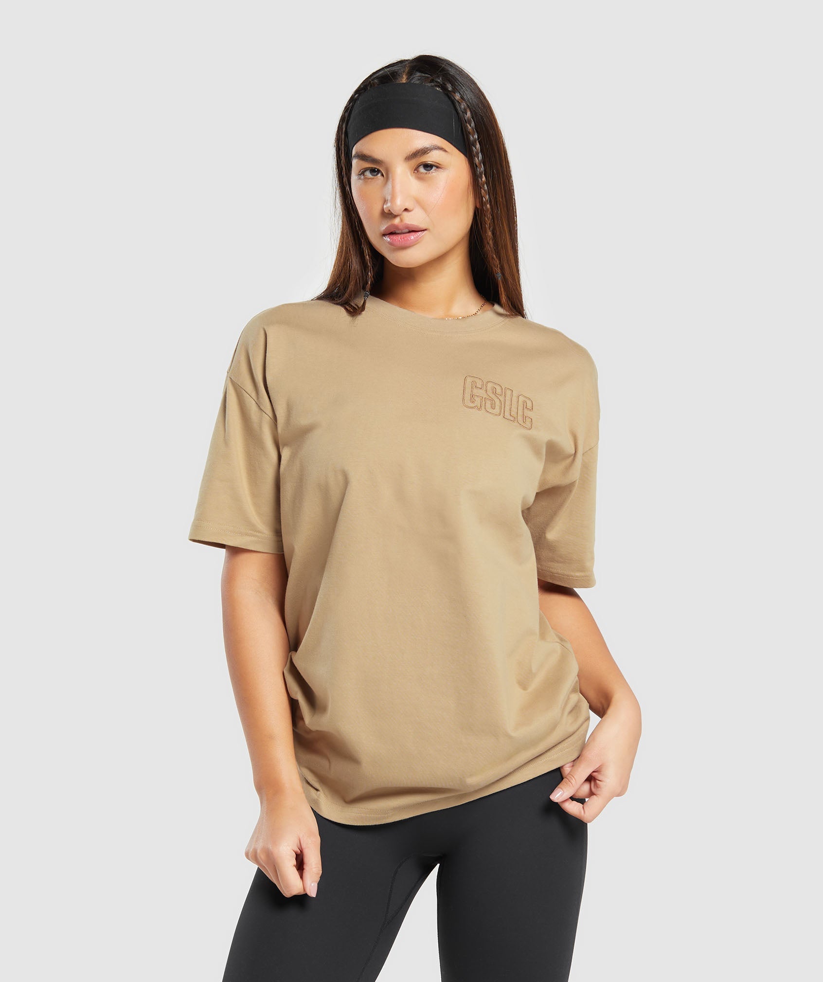 Outline Graphic Oversized T-Shirt in Brown