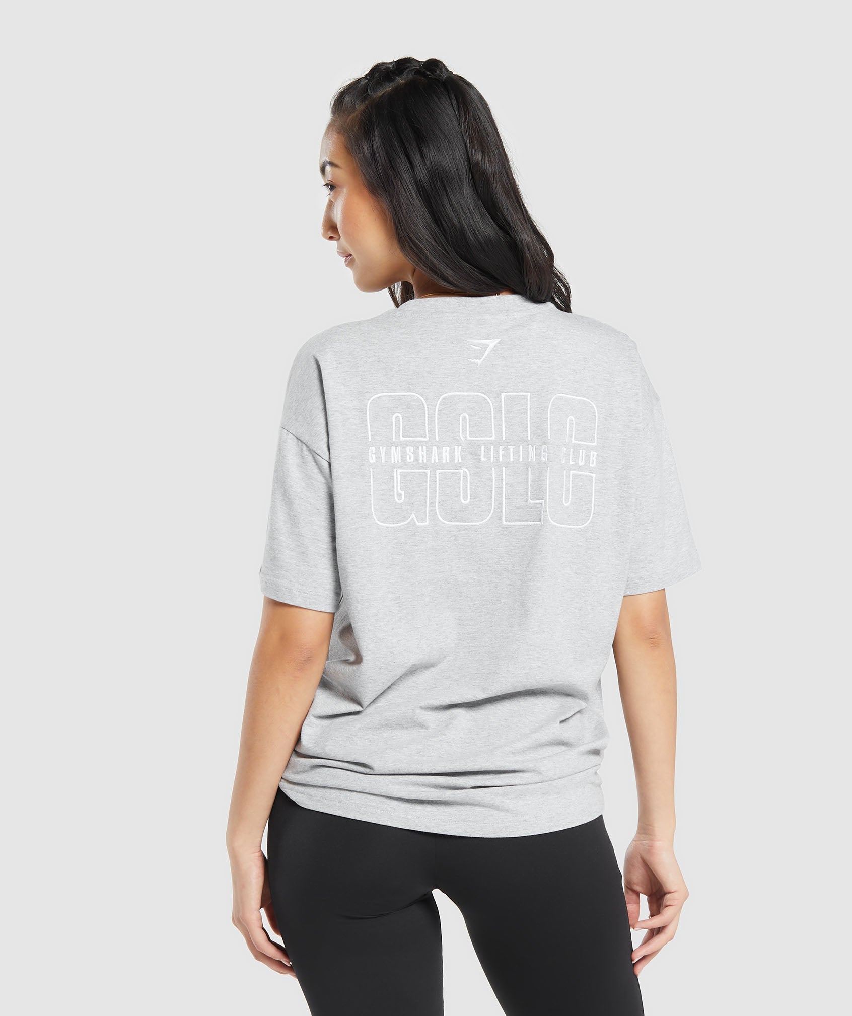 Outline Graphic Oversized T-Shirt in Light Grey Core Marl - view 2