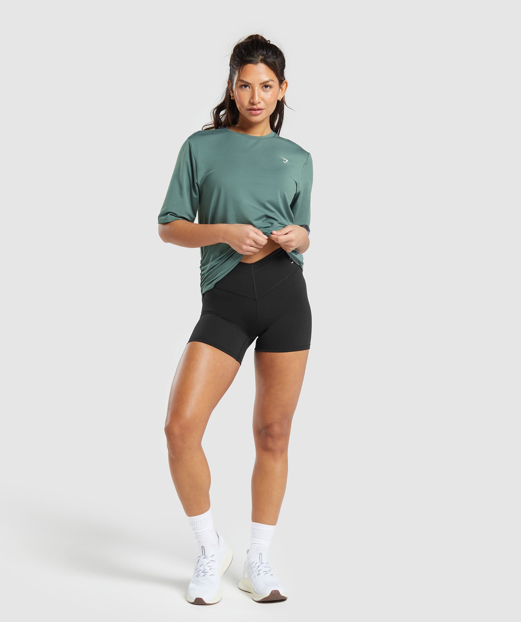 Oversized Ruched T-Shirt in Cargo Teal - view 4