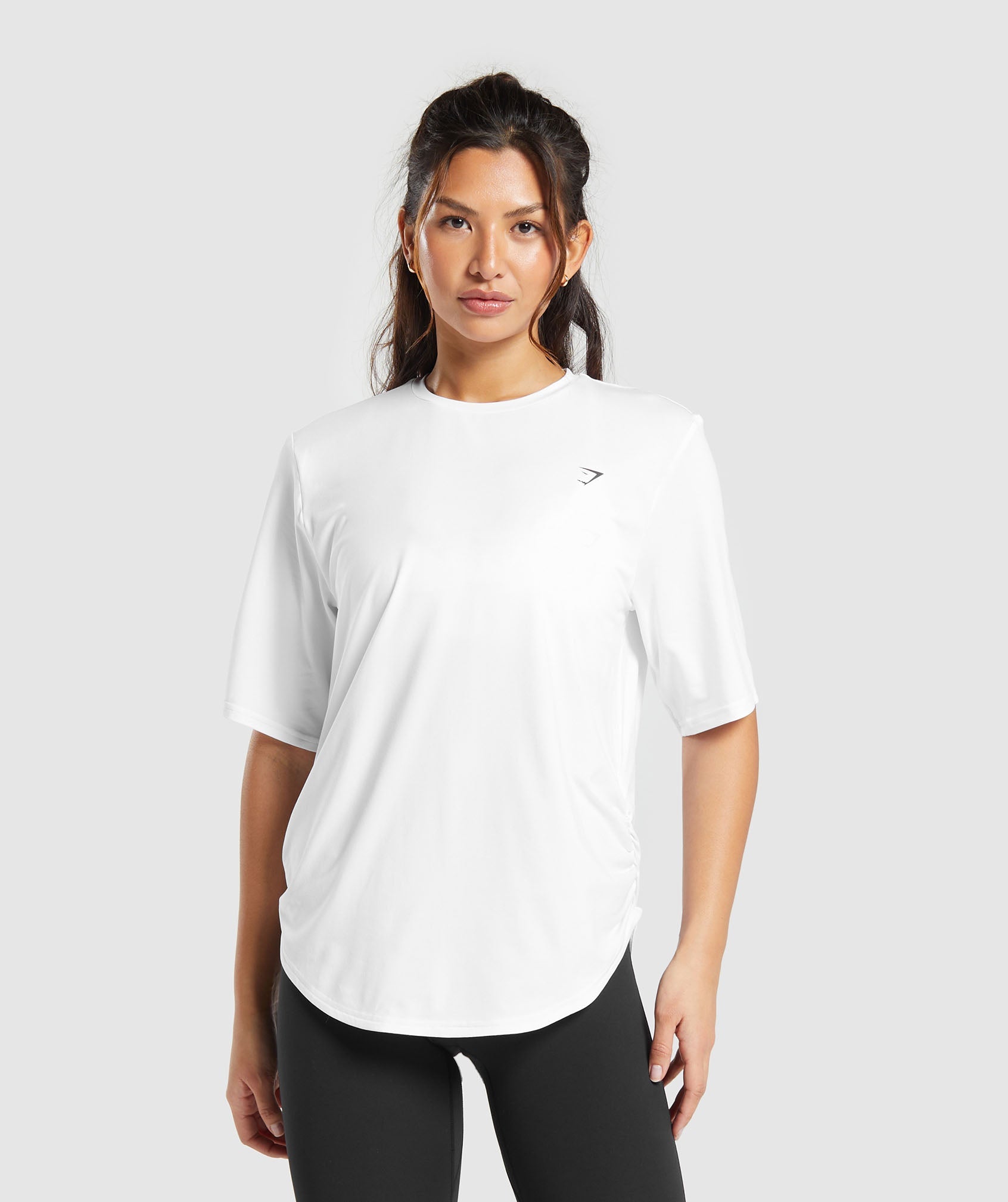 Oversized Ruched T-Shirt in White - view 1