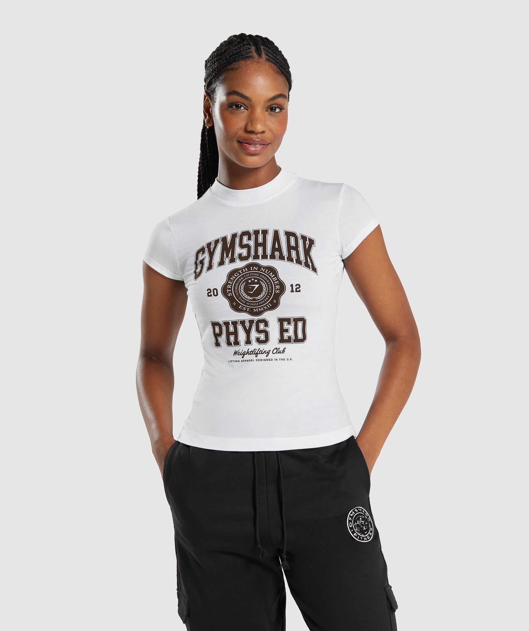 Phys Ed Graphic Body Fit T-Shirt in White - view 1