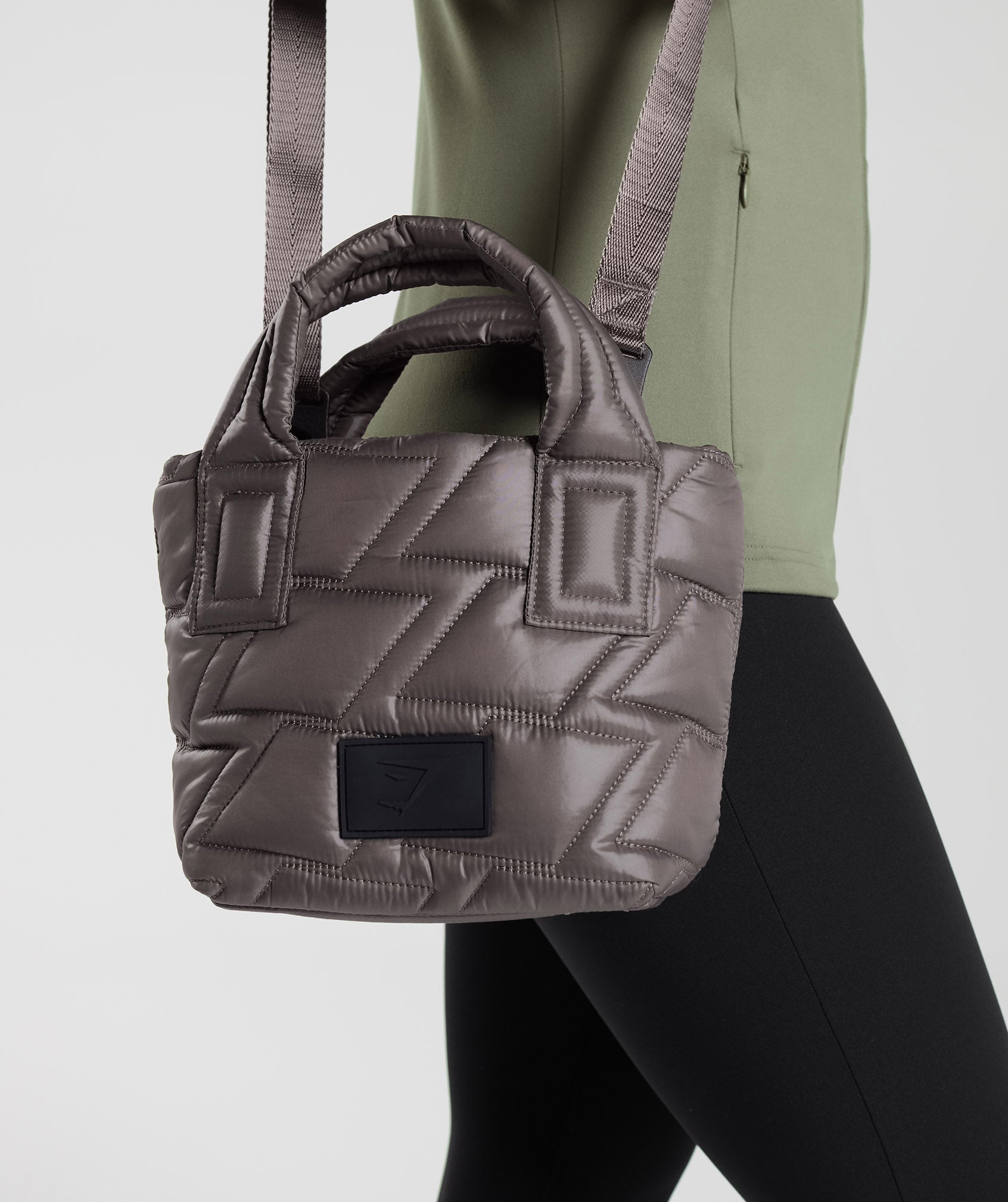 Quilted Mini Tote in Cool Brown - view 5
