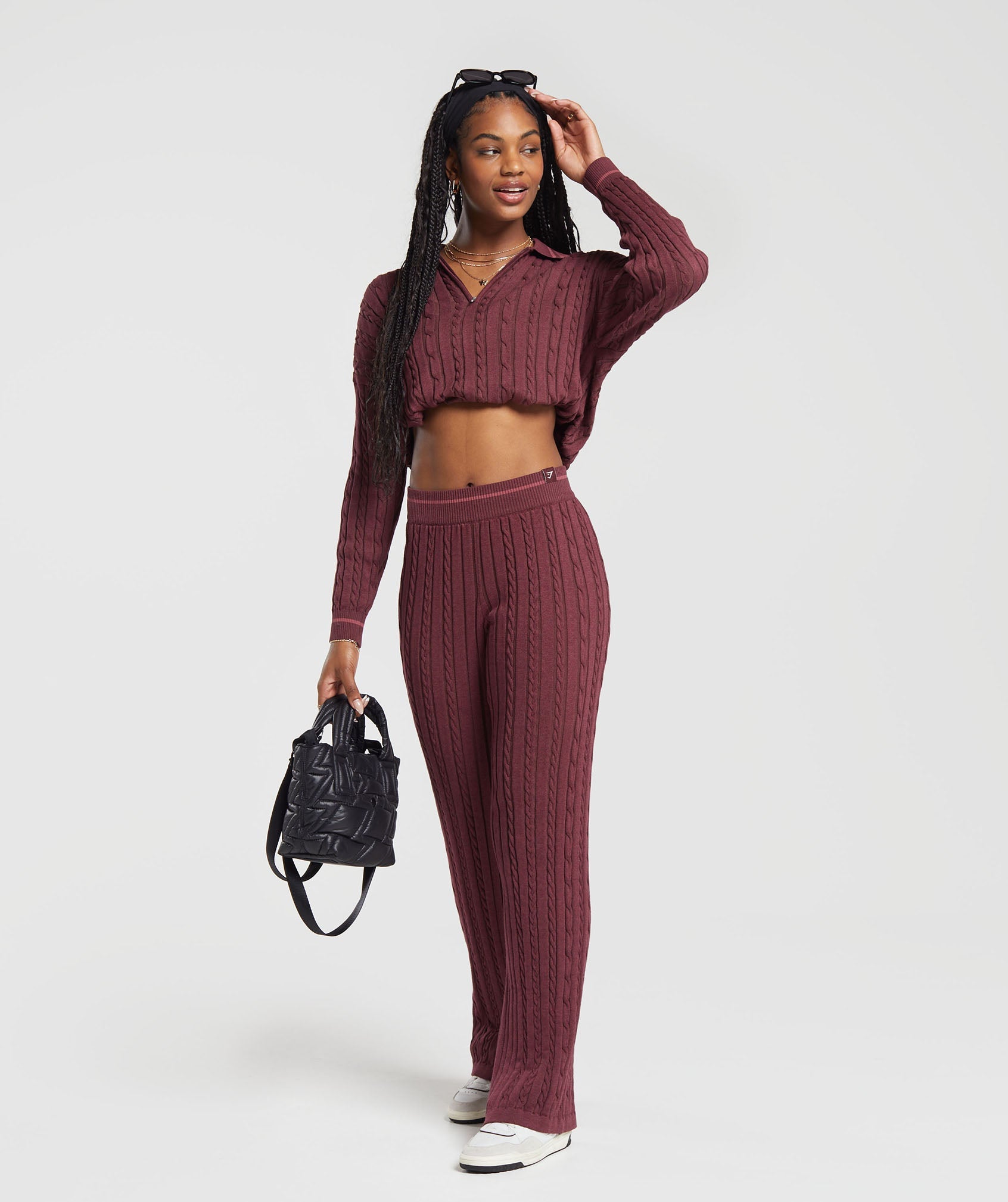 Rest Day Cable Knit Pants in Red - view 4