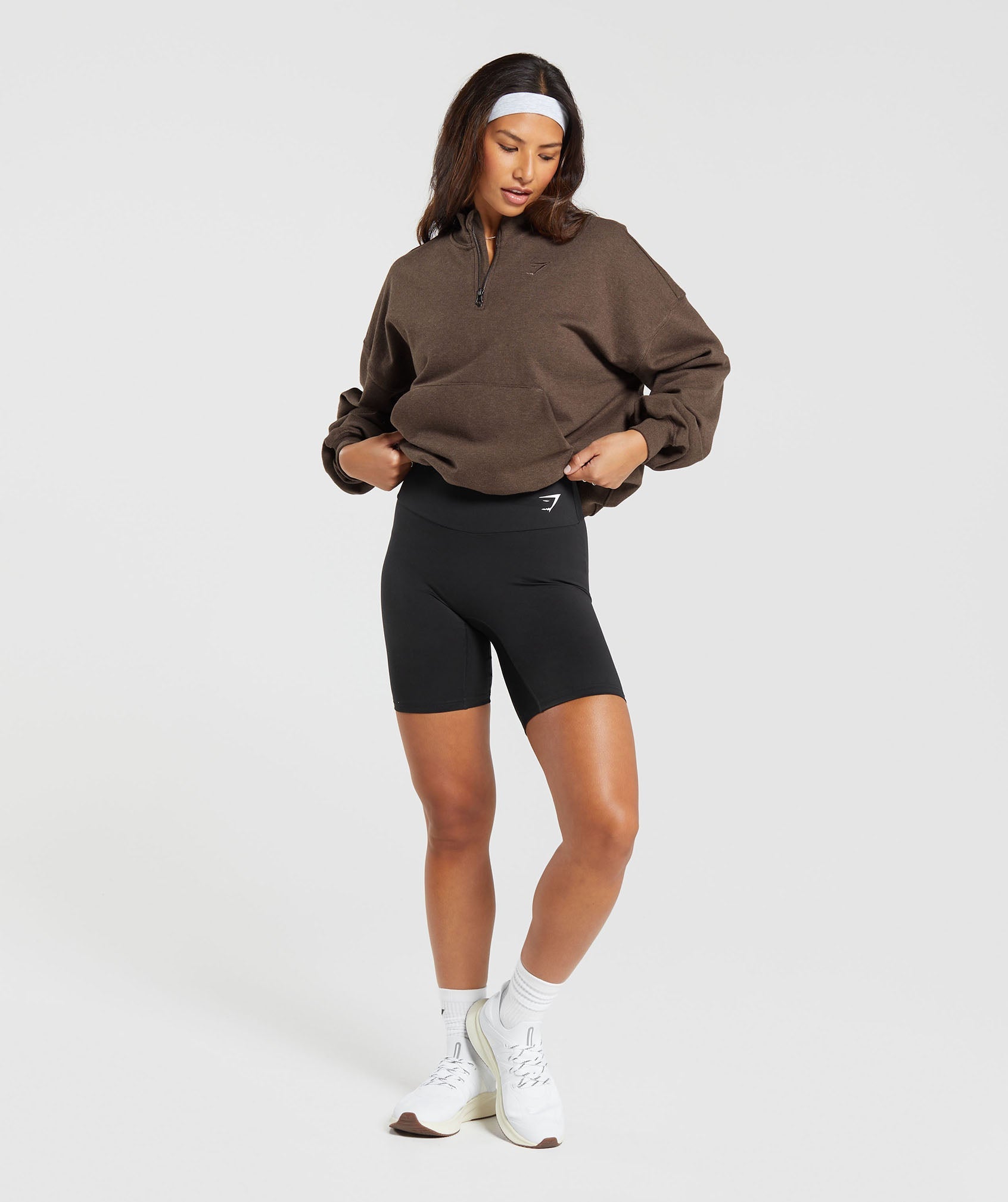 Rest Day Sweats 1/2 Zip Pullover in Cozy Brown Marl - view 4