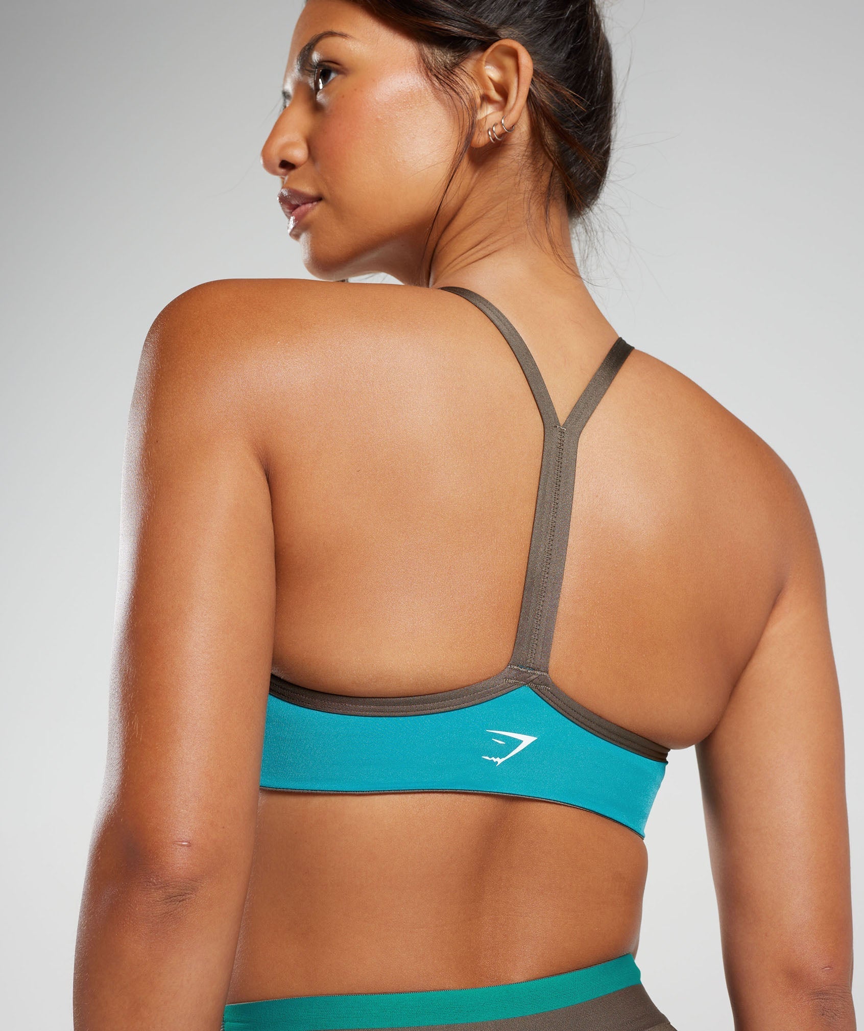 Retro Club Sports Bra in Camo Brown/Seafoam Blue - view 2