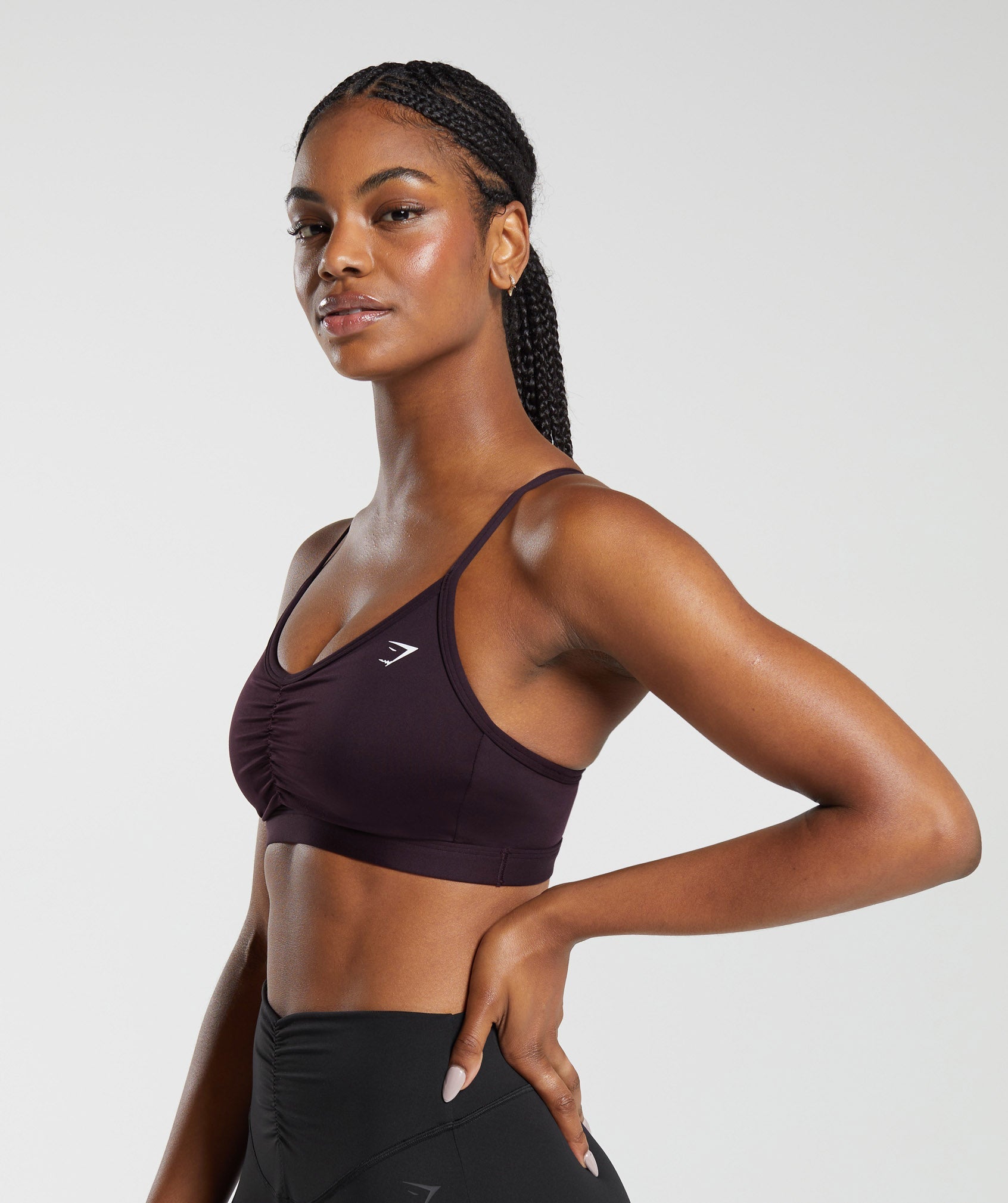 Ruched Sports Bra in Plum Brown - view 3