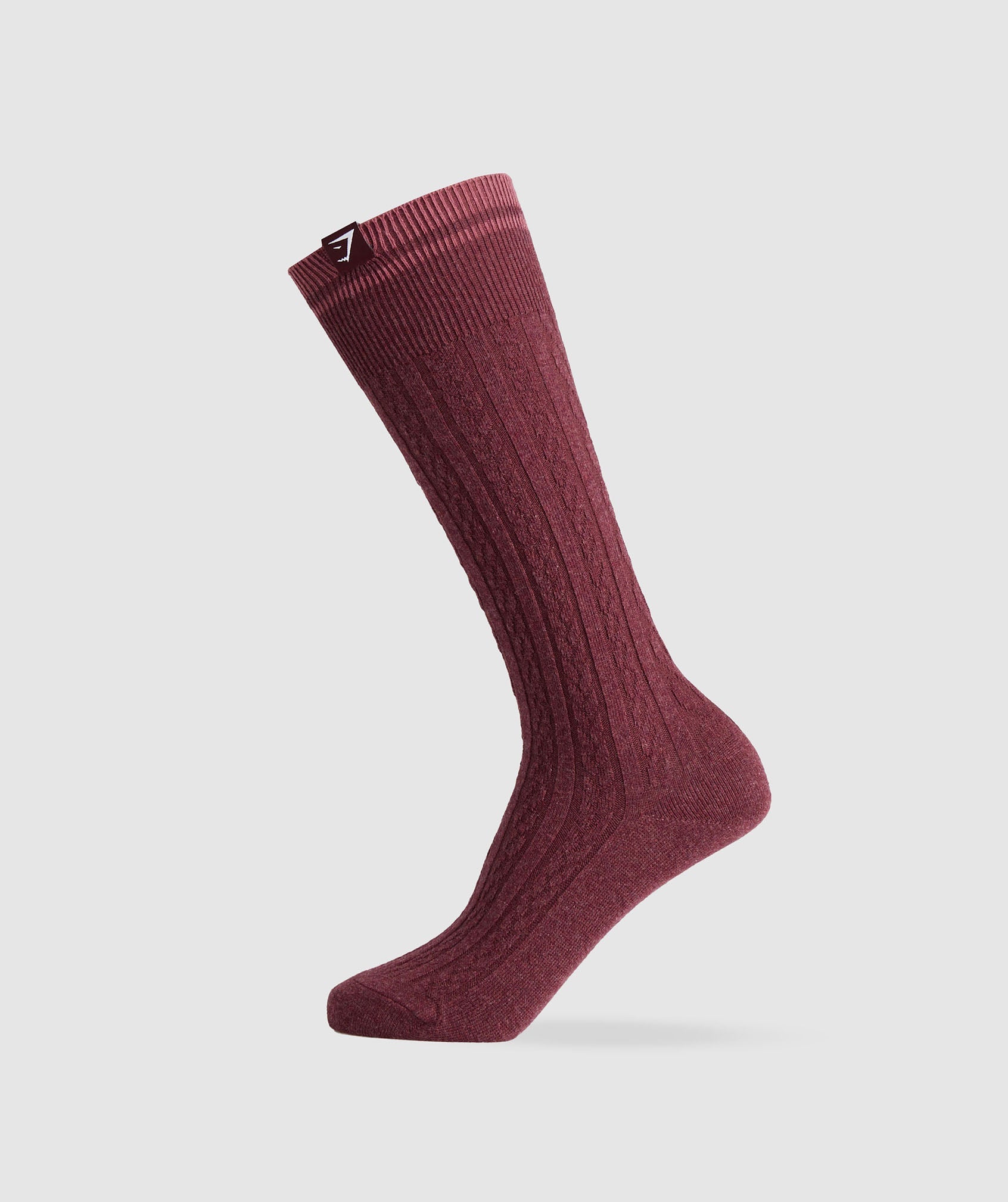 Rest Day Cable Socks in Rich Maroon Marl/Burgundy Brown/Soft Berry