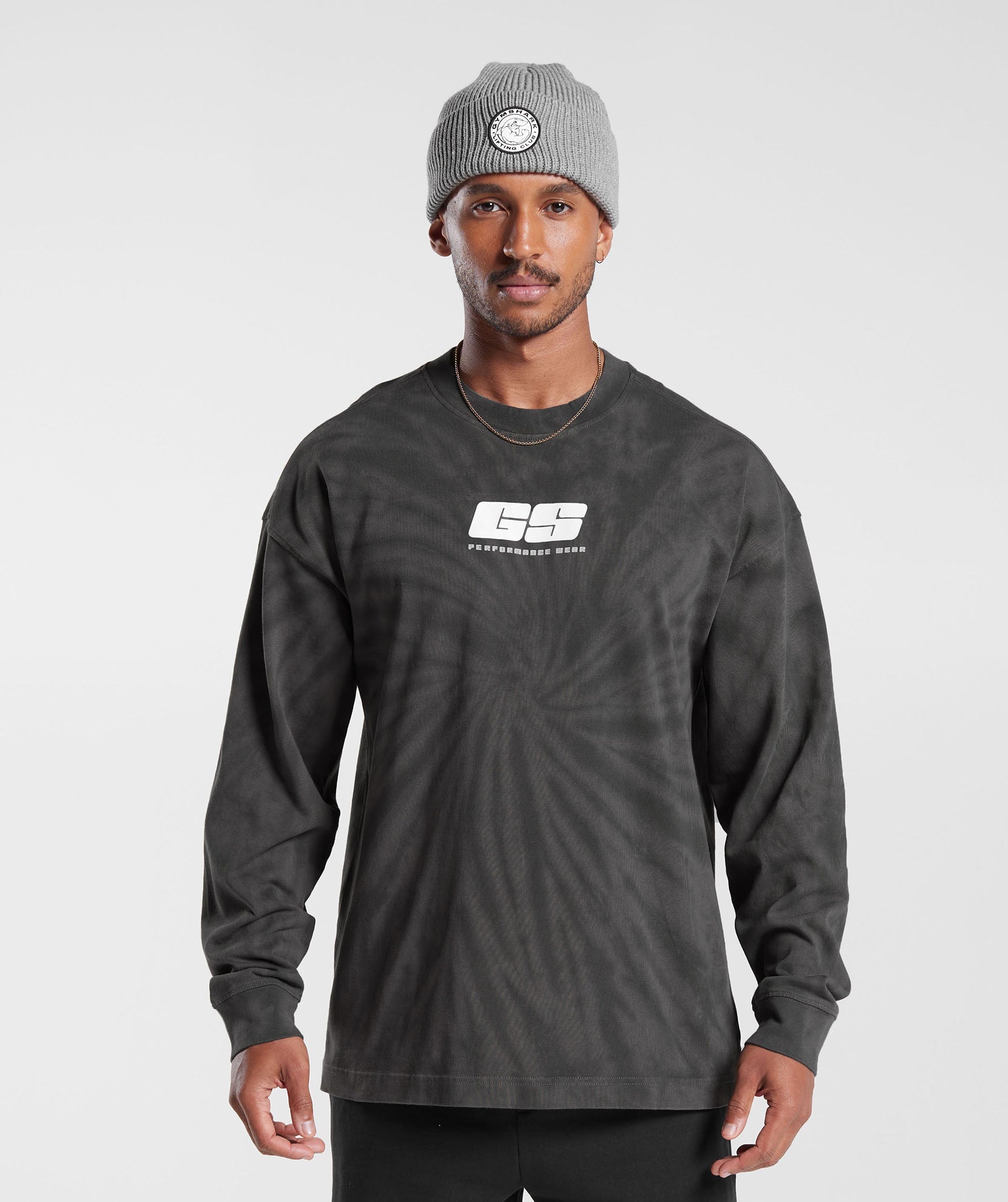 Rest Day Long Sleeve T-Shirt in Silhouette Grey/Black/Spiral Optic Wash - view 1